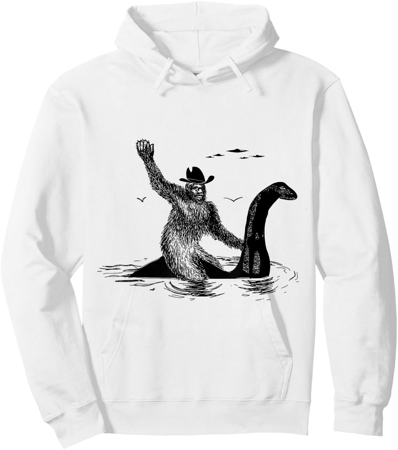 Check out my other Bigfoot Bigfoot Riding on Nessie Lochness, Cowboy, Yeti , Men, -Adults, Grey, Small, Classic Fit, Short Sleeve, Cotton, Polyester Hoodie - Hoodie | White