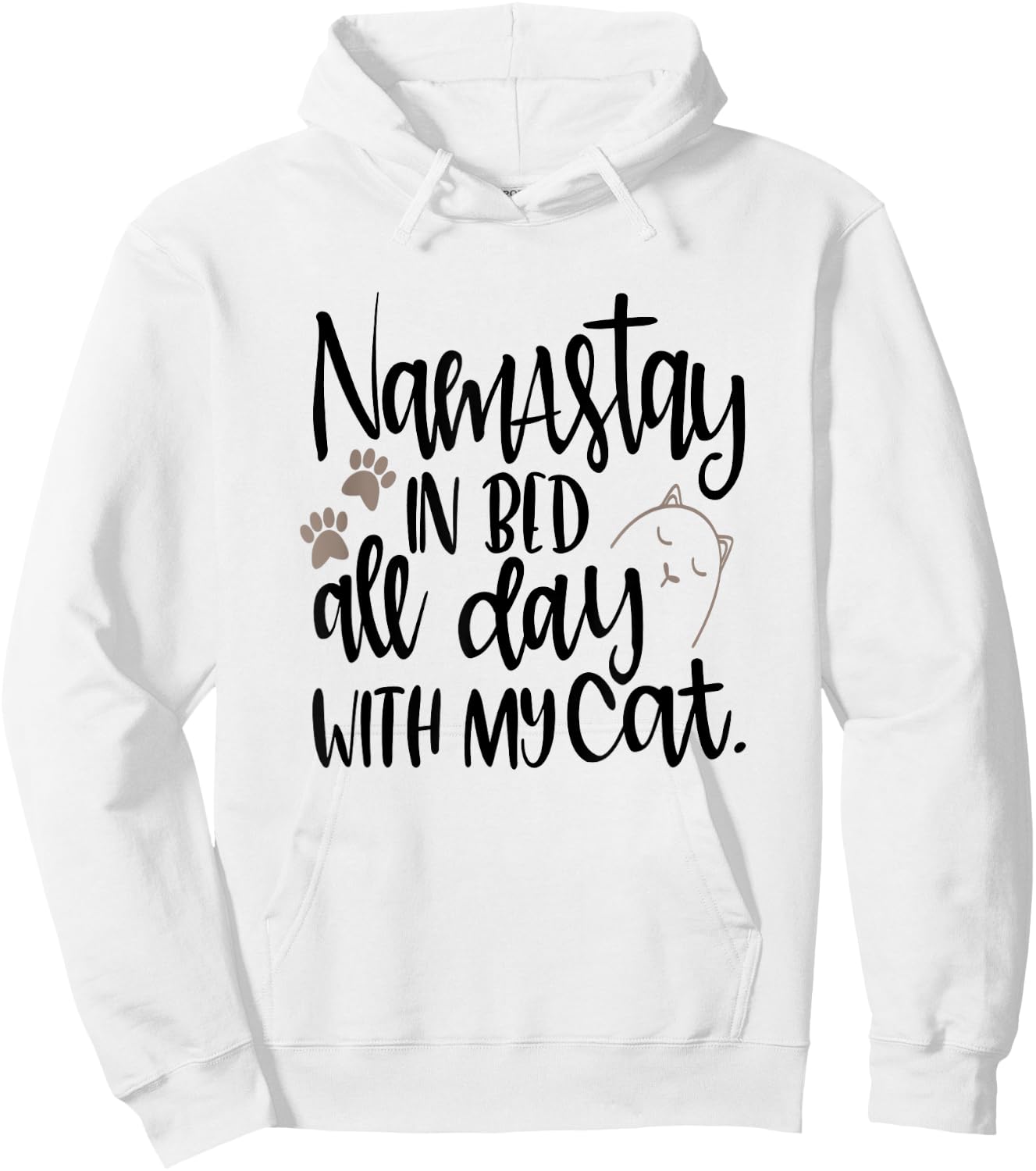 Funny Cat Shirt Namastay In Bed All Day With My Cat Pet Mom Women Girls Kids Hoodie - Hoodie | White