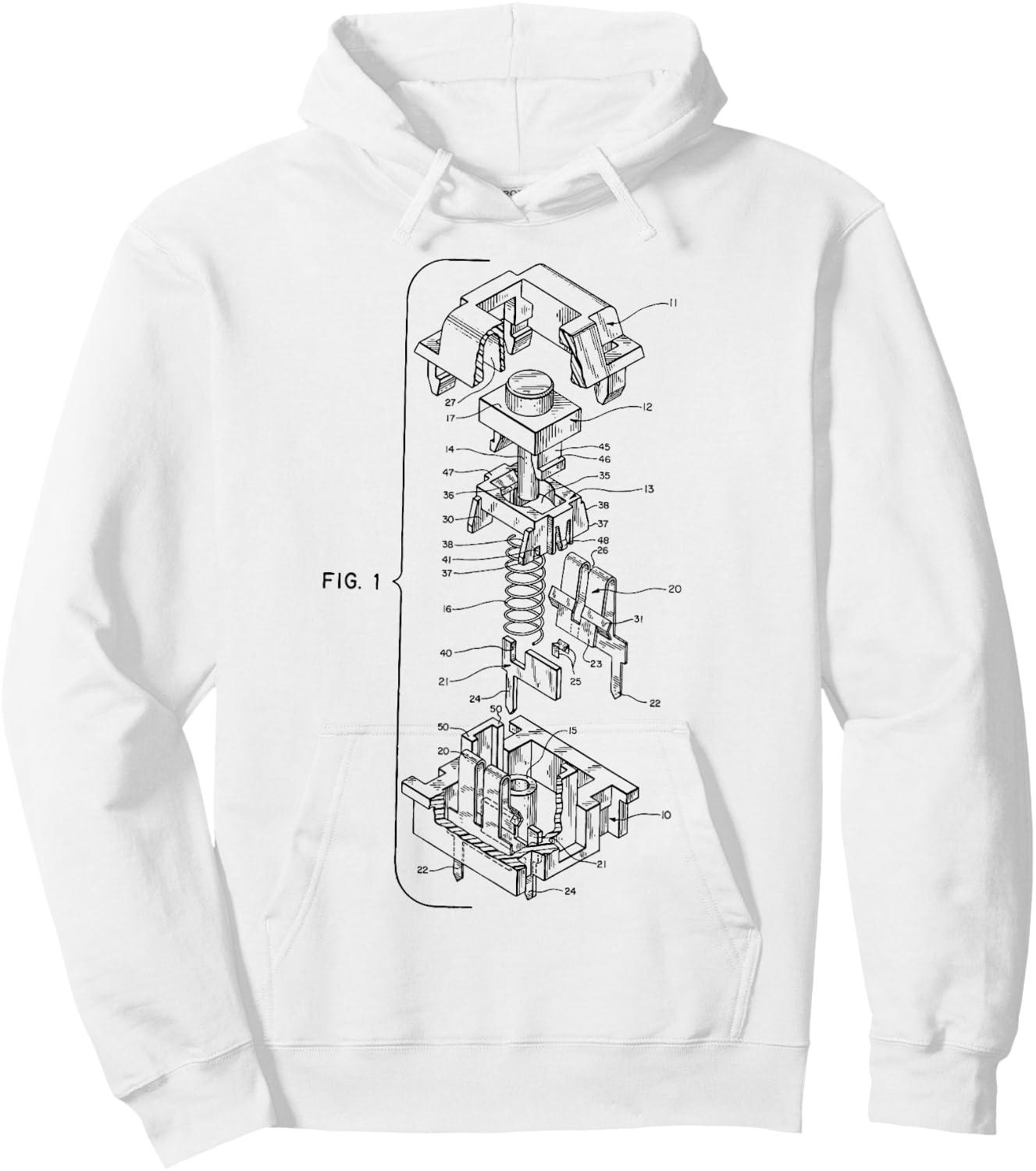 Mechanical Keyboard Key Patent Design Drawing Hoodie - Hoodie | White