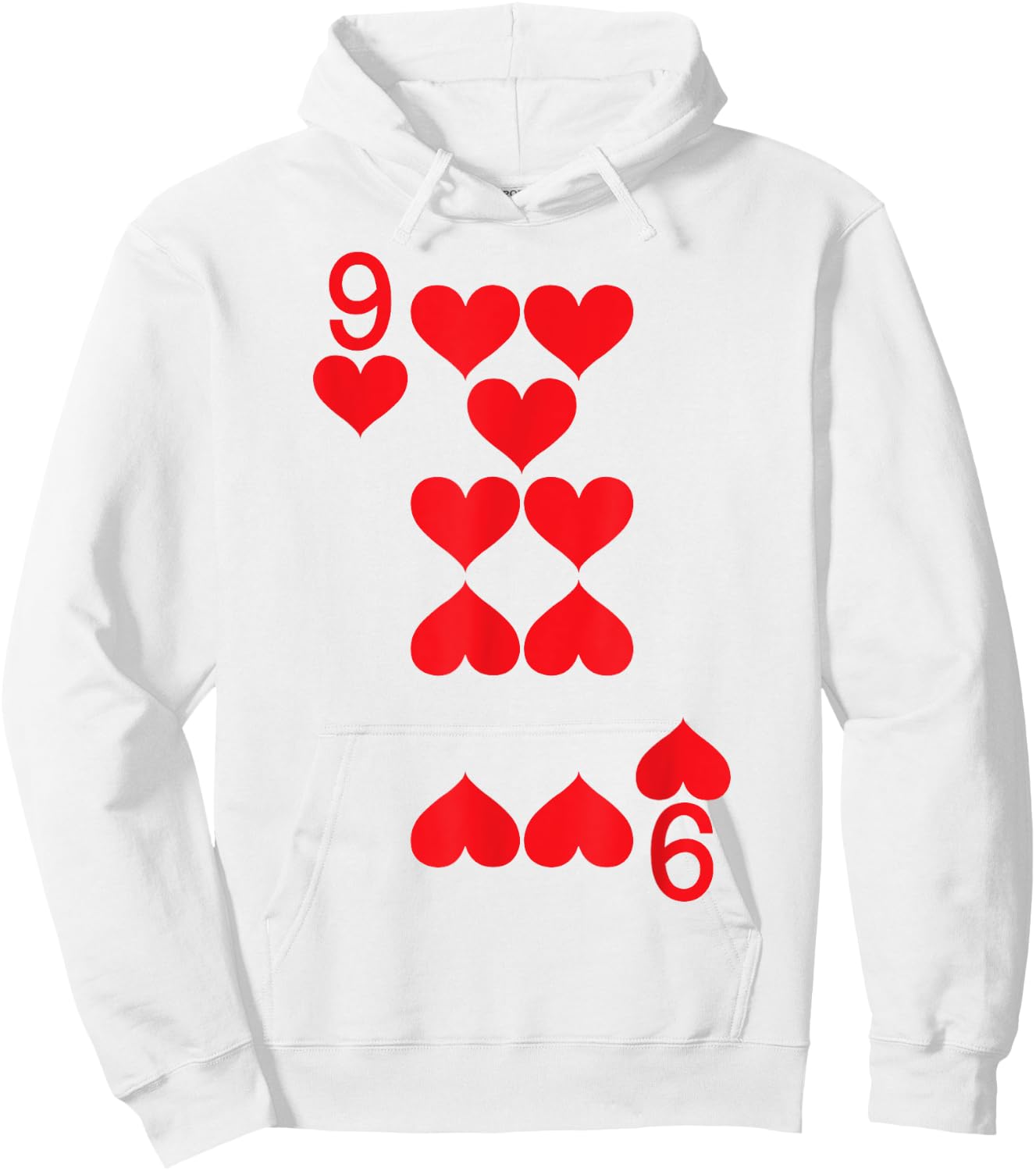 9 of Hearts - Playing Card Halloween Costume Hoodie - Hoodie | White