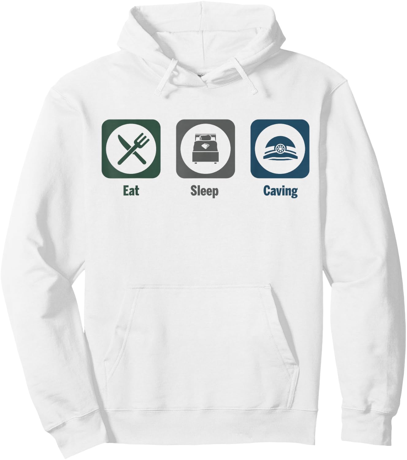 Eat Sleep Caving Spelunking Cave Hoodie - Hoodie | White