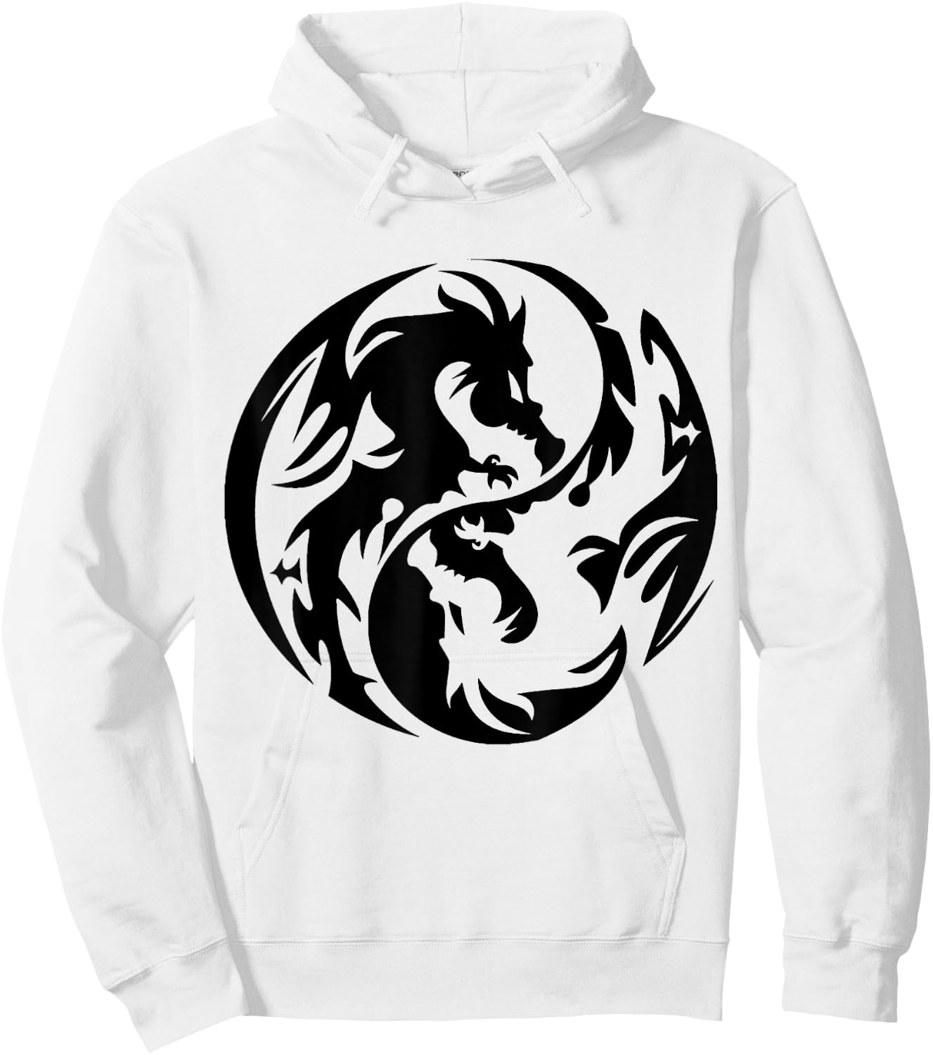 Tribal Yin Yang Dragons Hoodie - Hoodie | White