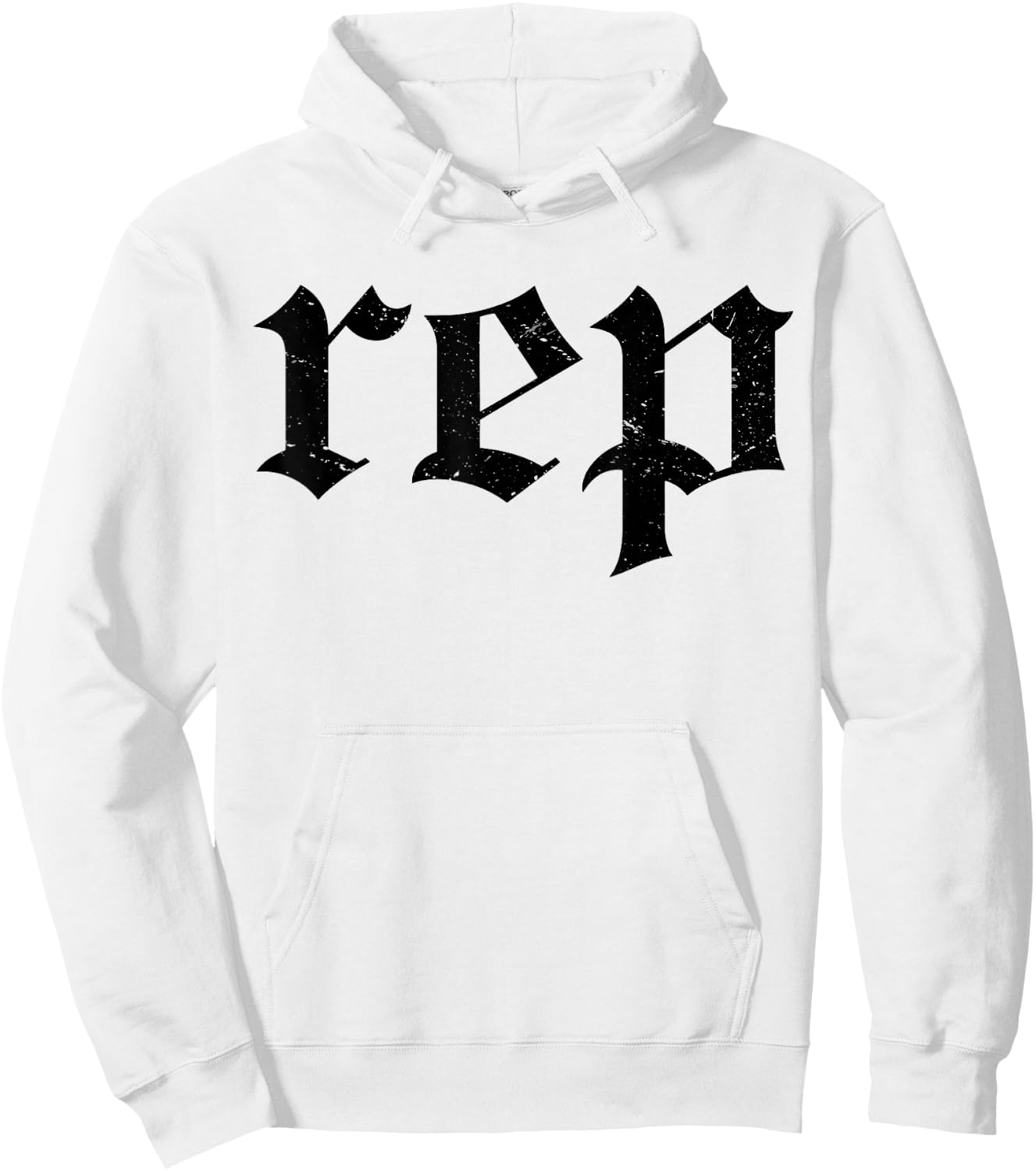 Vintage Distressed Effect Rep Expression Hoodie - Hoodie | White