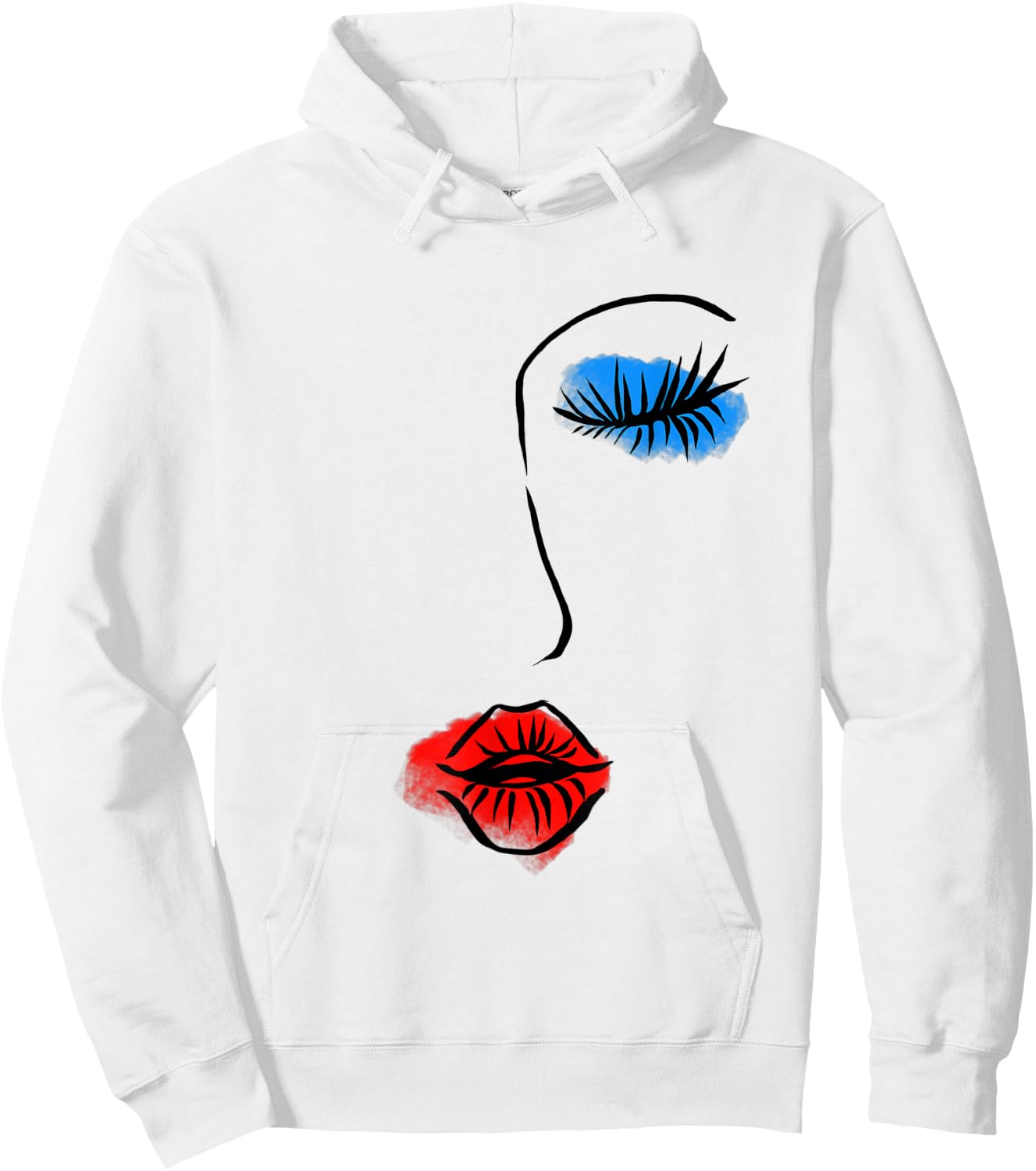 Abstract Art Face Sketch Lipstick Makeup Print Artist Lover Hoodie - Hoodie | White