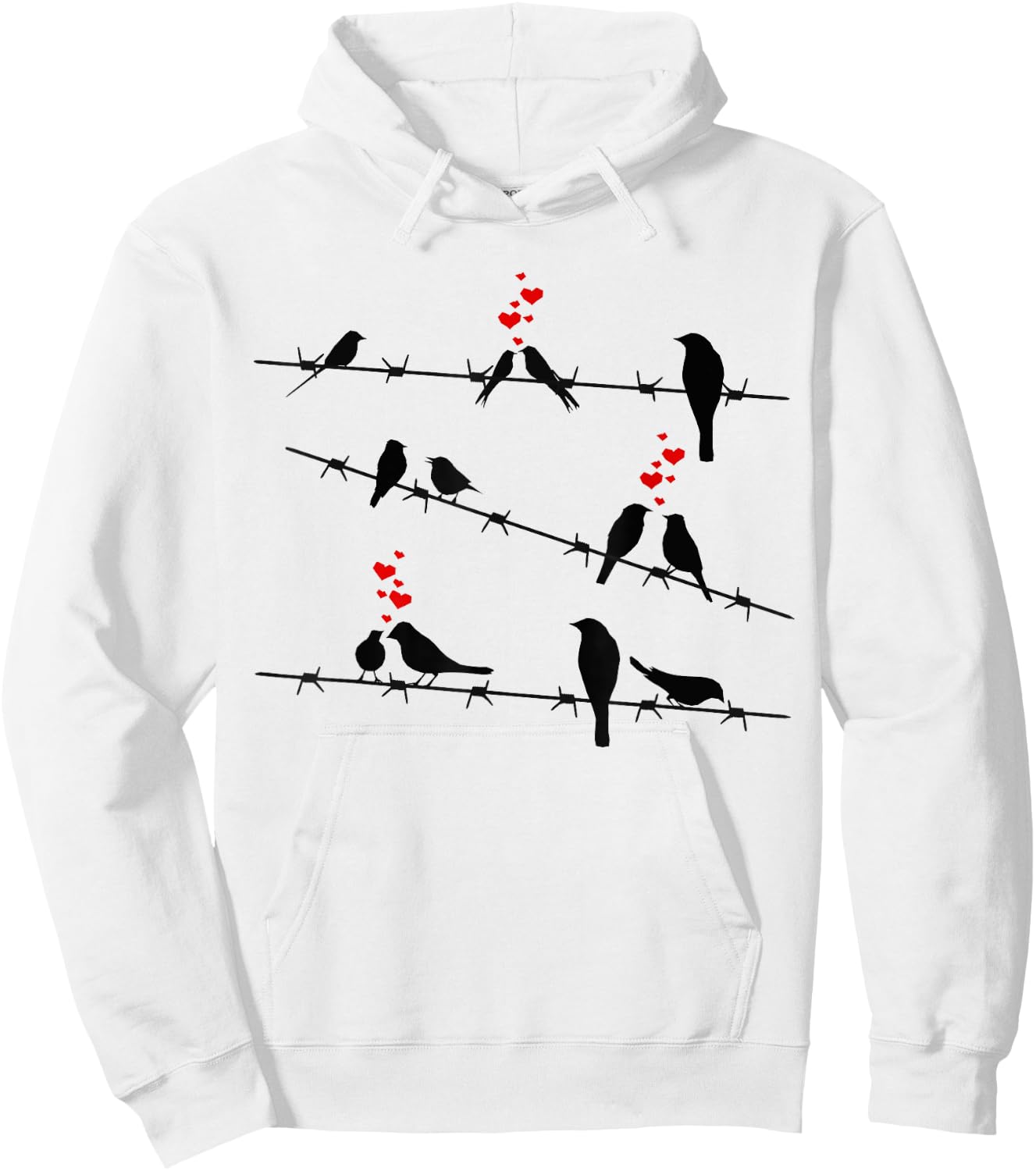 Cute Birds on a Wire Hoodie - Hoodie | White