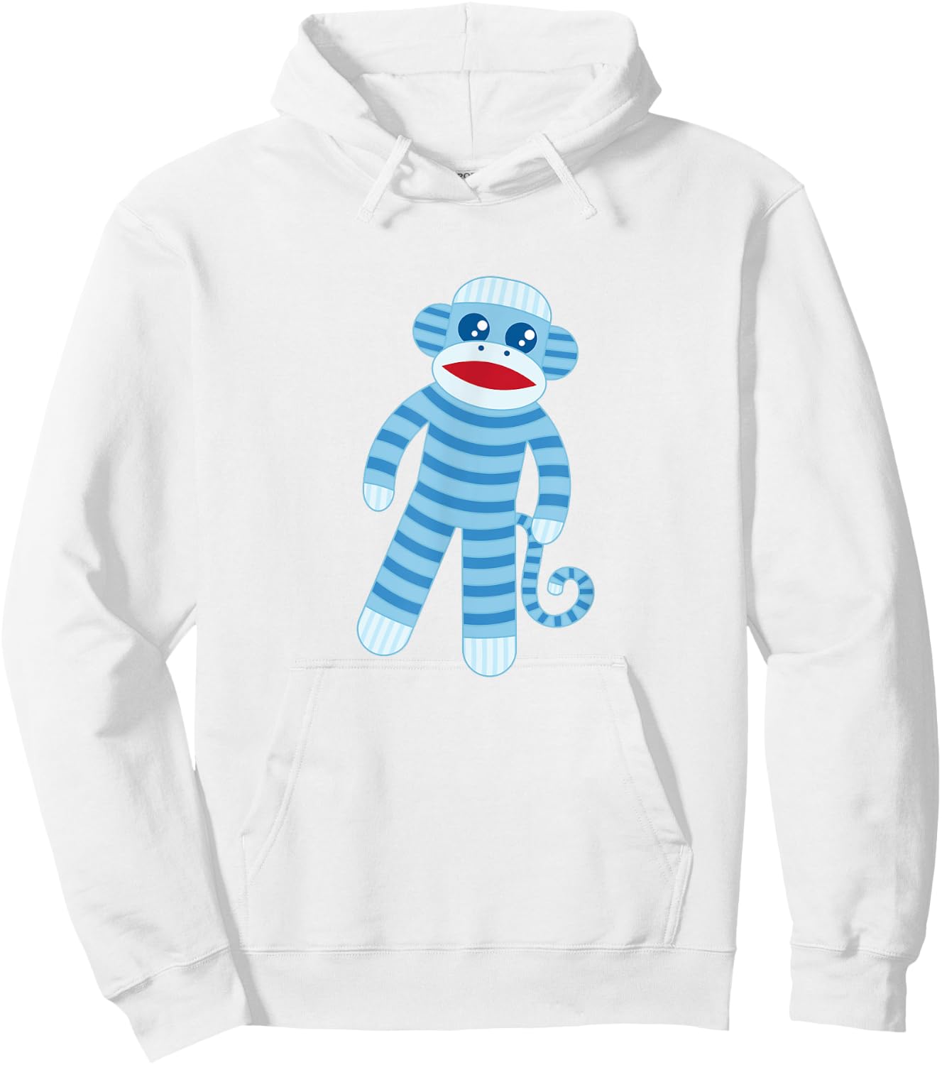 Cute Blue Striped Sock Monkey Hoodie - Hoodie | White
