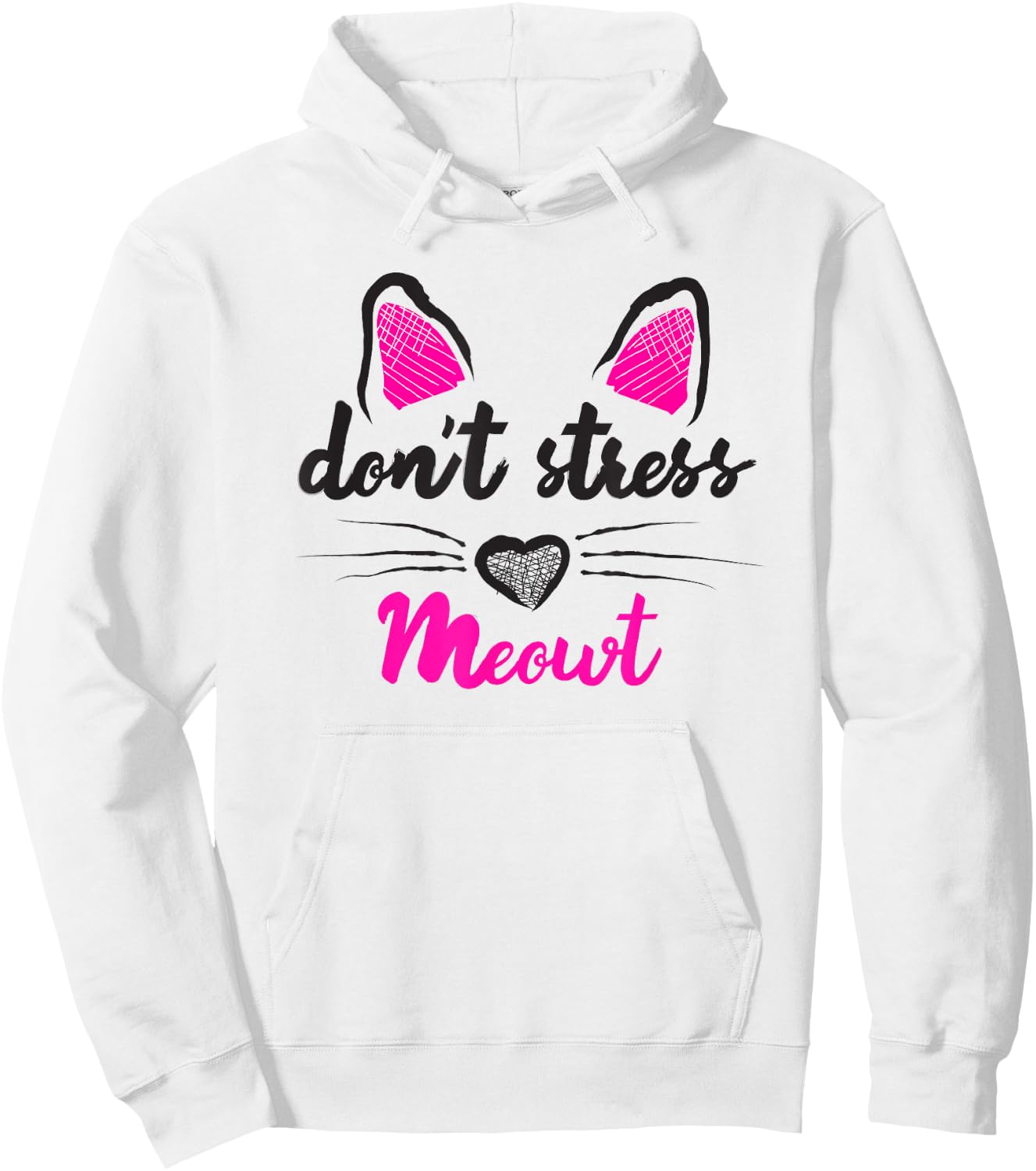 Funny Dont Stress Me Meowt Cat Pun Hoodie - Hoodie | White