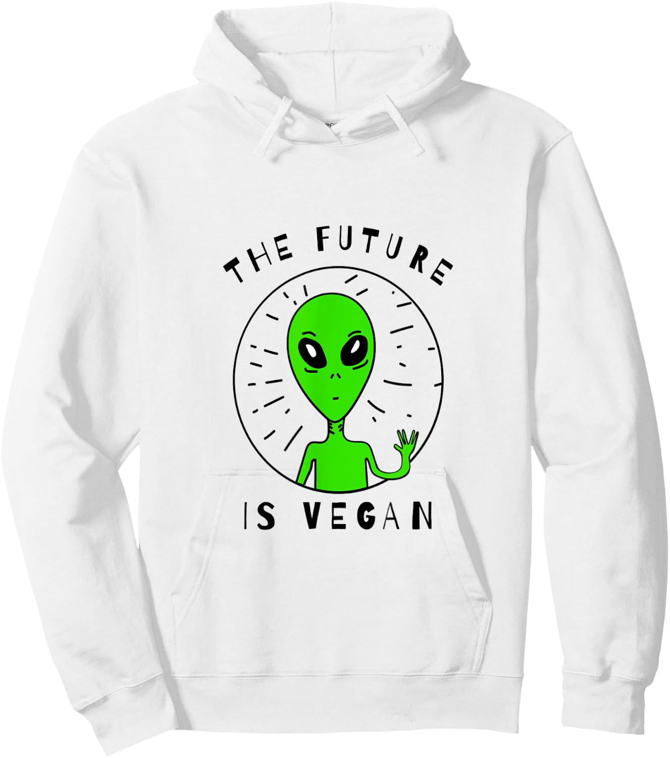 The Future Is Vegan Vegan Alien Peace and Love Vegan Shirt Hoodie - Hoodie | White