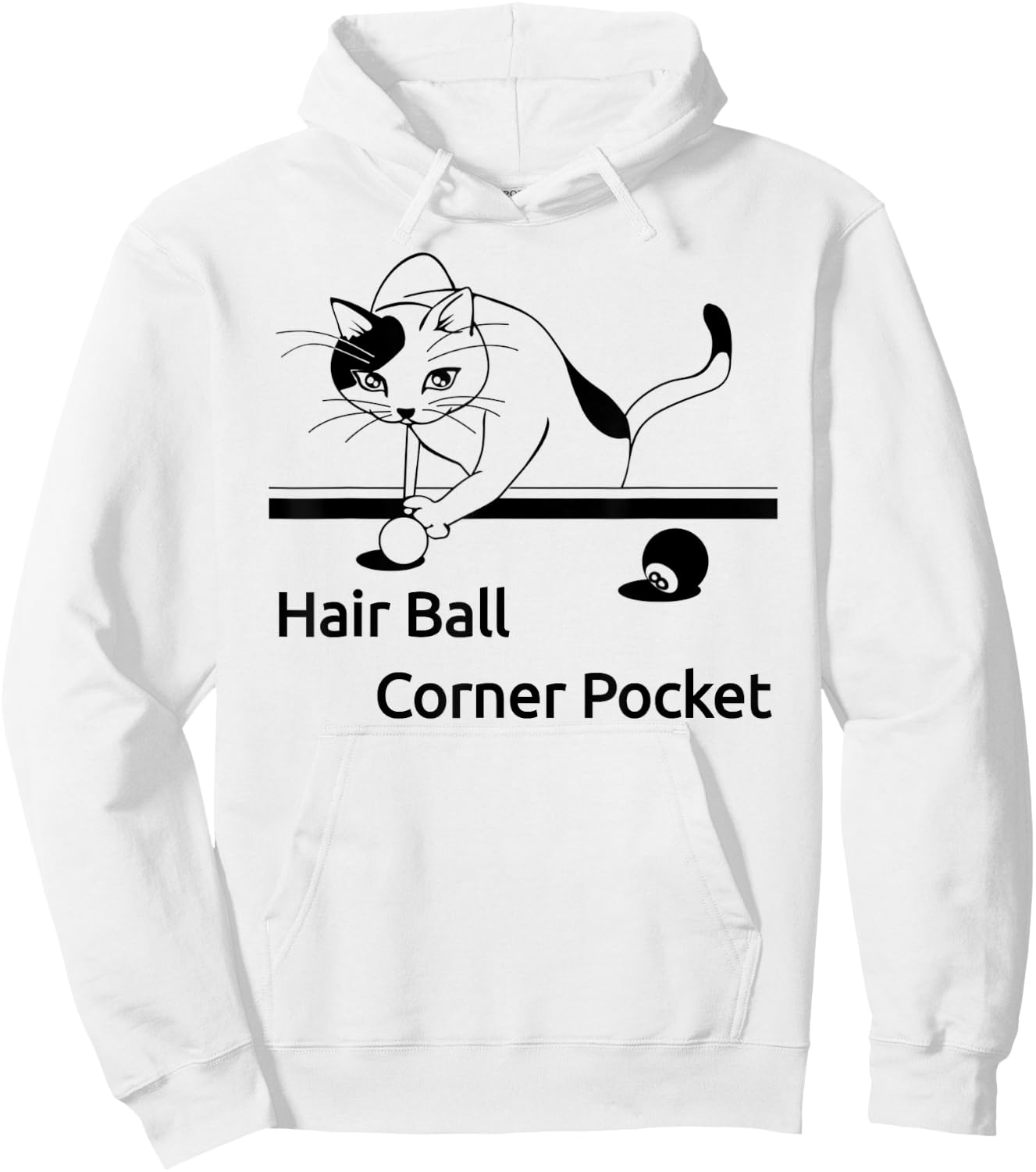 Cat playing pool Hair Ball Corner Pocket Shirt Funny Women Girls Kids Hoodie - Hoodie | White