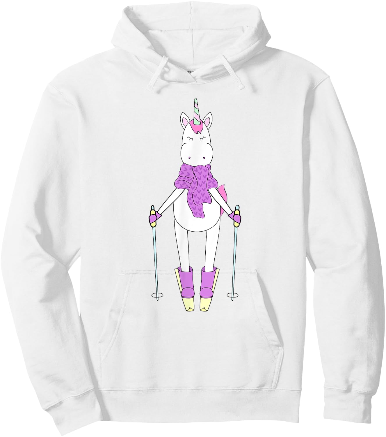 Cute Unique & Funny Unicorn & Skiing Art & Gift Hoodie - Hoodie | White