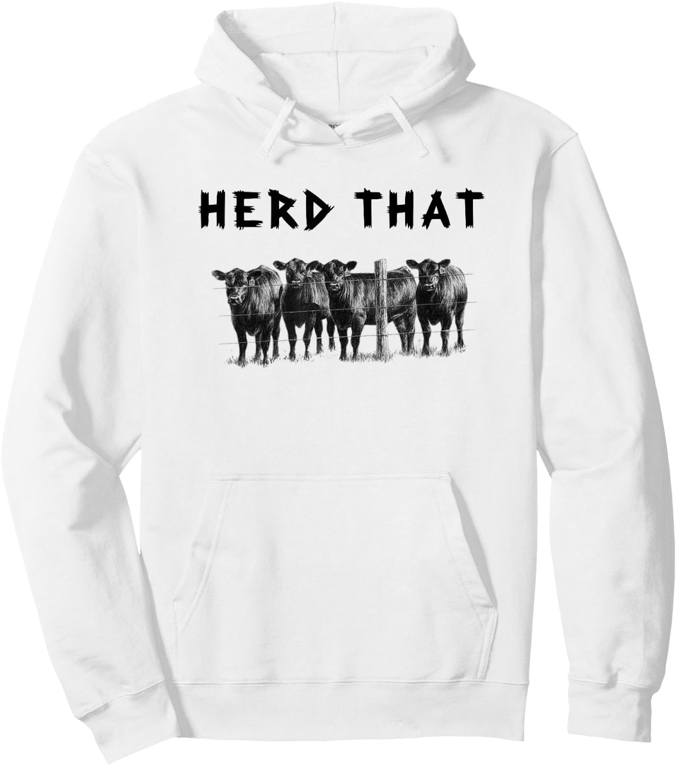 Funny Cow Herd That Cow Black Angus - Grey, X-Small, -Adults, Short Sleeve Hoodie - Hoodie | White