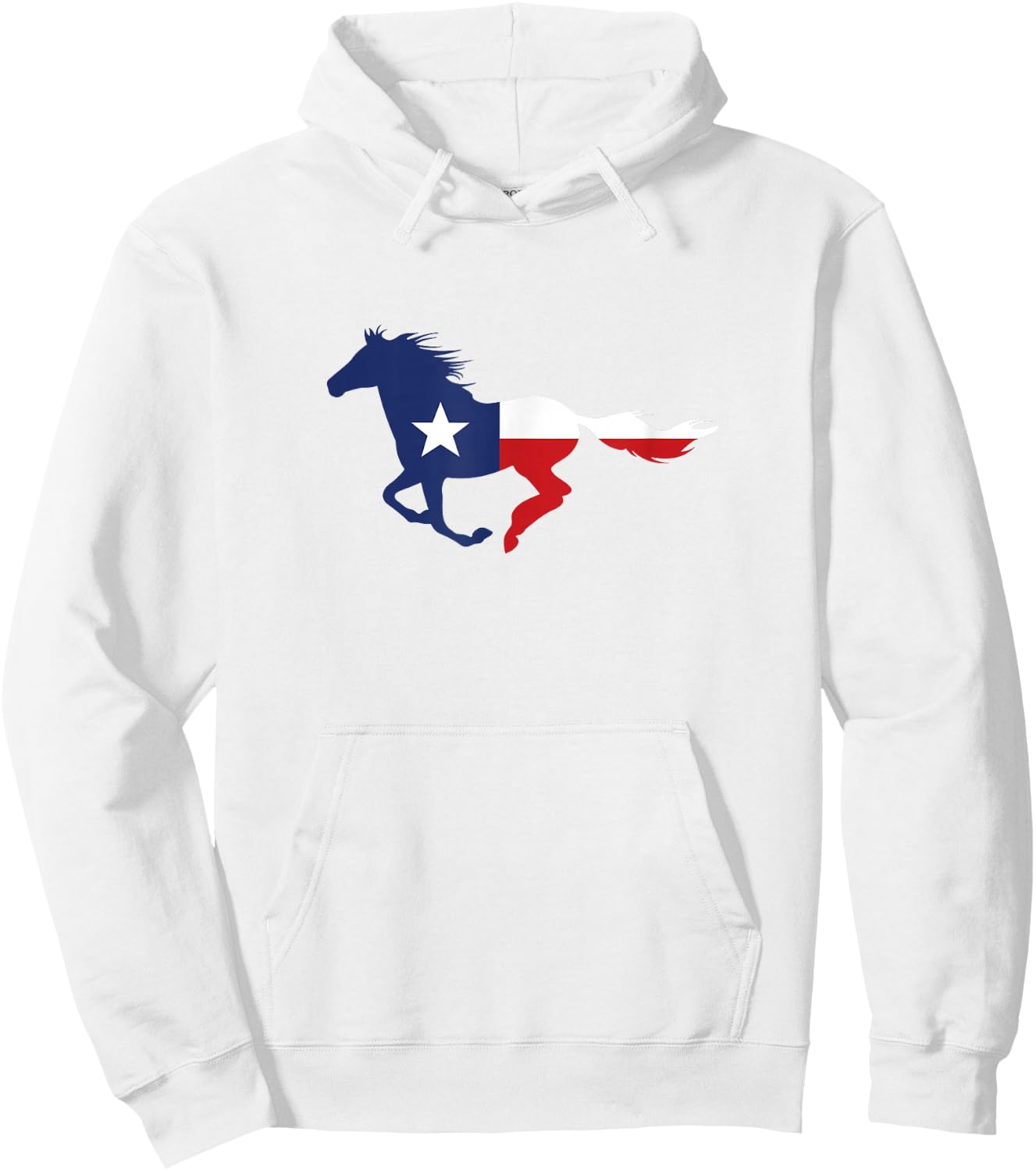 Texas State Flag Running Horse Hoodie - Hoodie | White