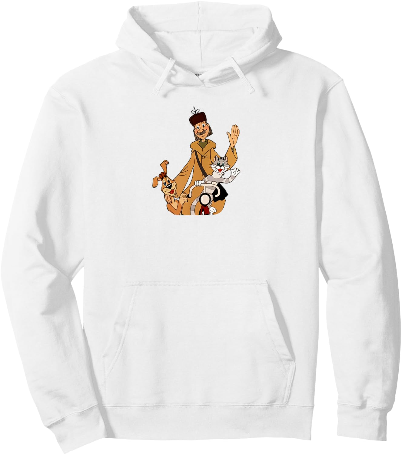 "Pochtalion Pechkin" Troye iz Prostokvashino Russian Cartoon Hoodie - Hoodie | White