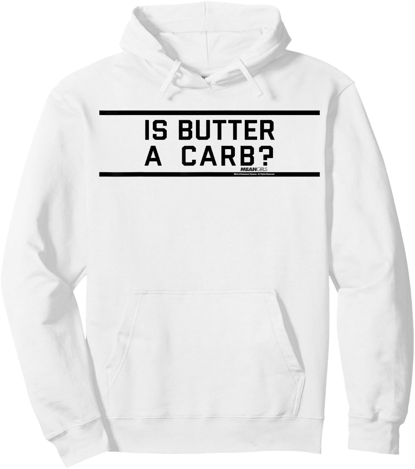 Mean Girls Is Butter A Carb Striped Graphic Hoodie - Hoodie | White