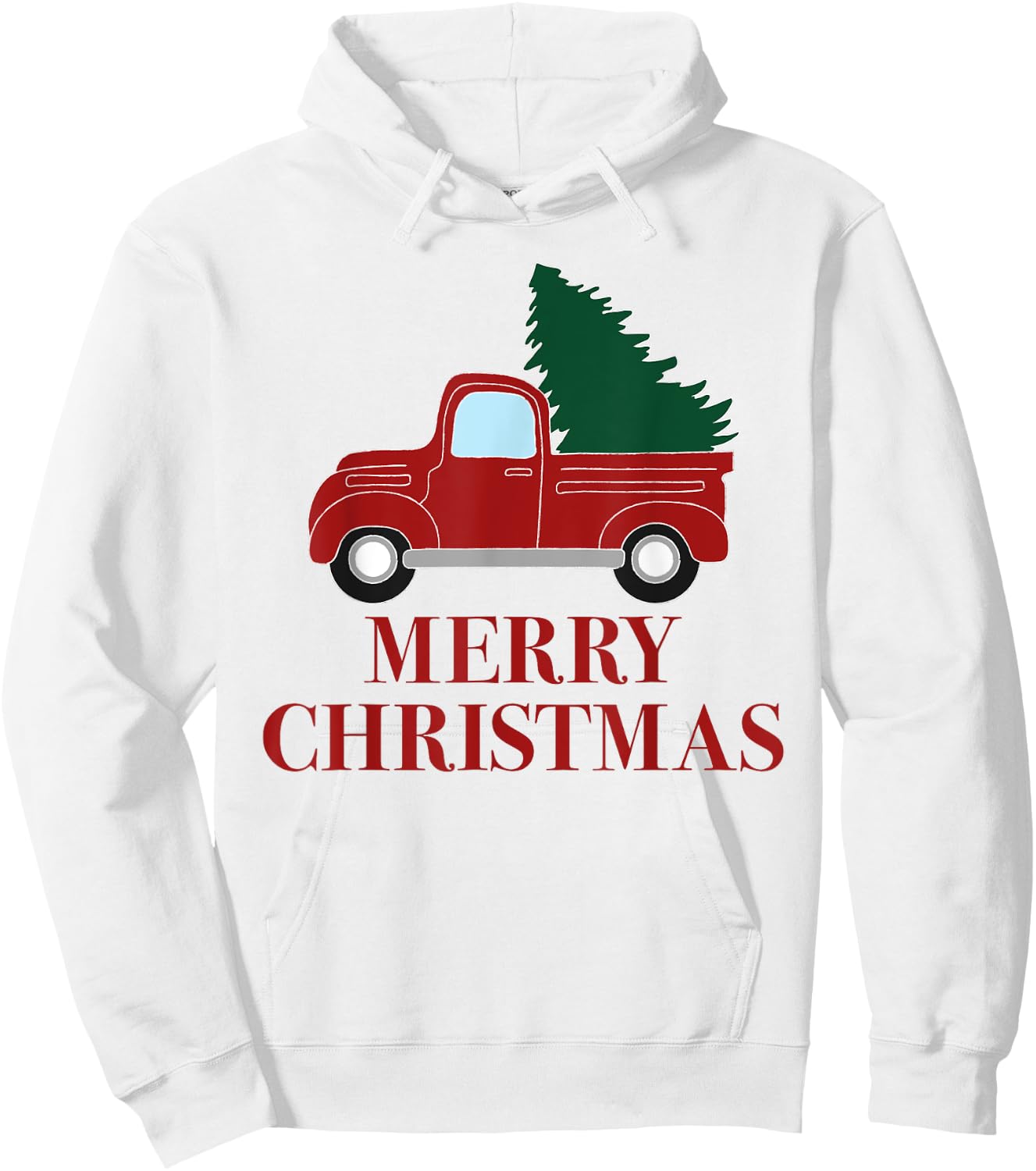 Vintage Red Truck with Christmas Tree Hoodie - Hoodie | White
