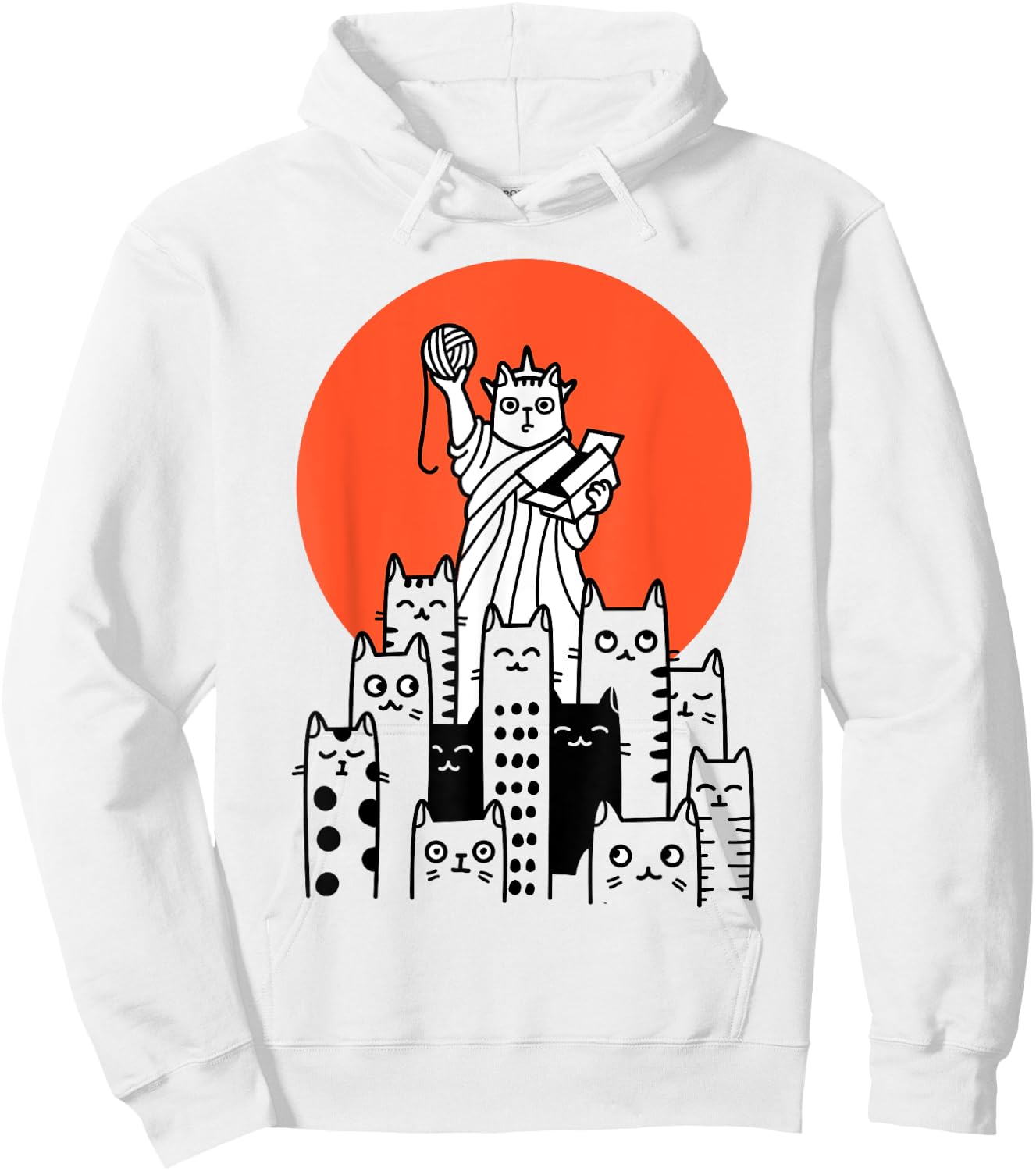Cat in New York, NYC, America, USA, Patriot, Manhattan Hoodie - Hoodie | White