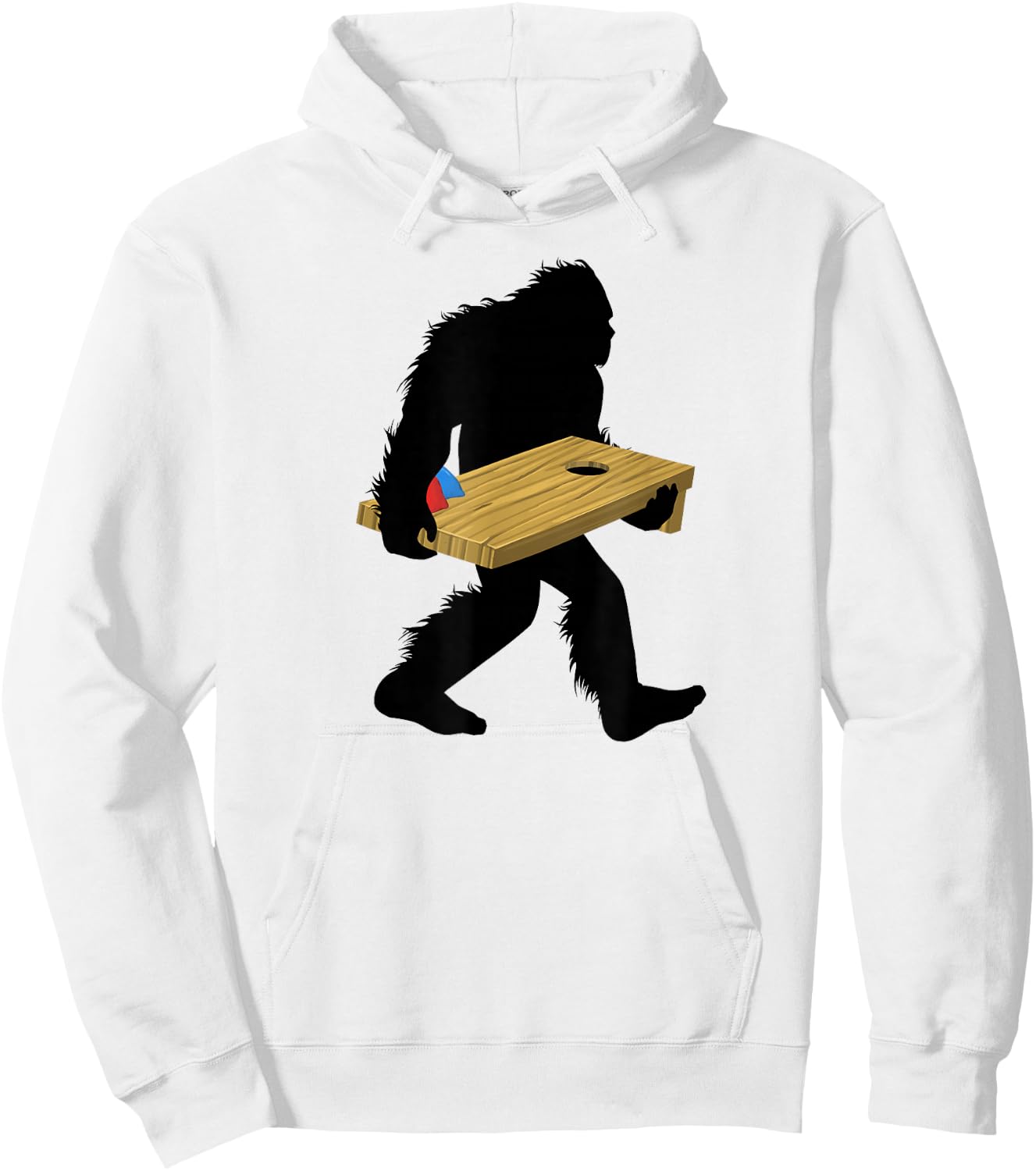 Bigfoot Cornhole , Cryptid Sasquatch Apparel Hoodie - Hoodie | White