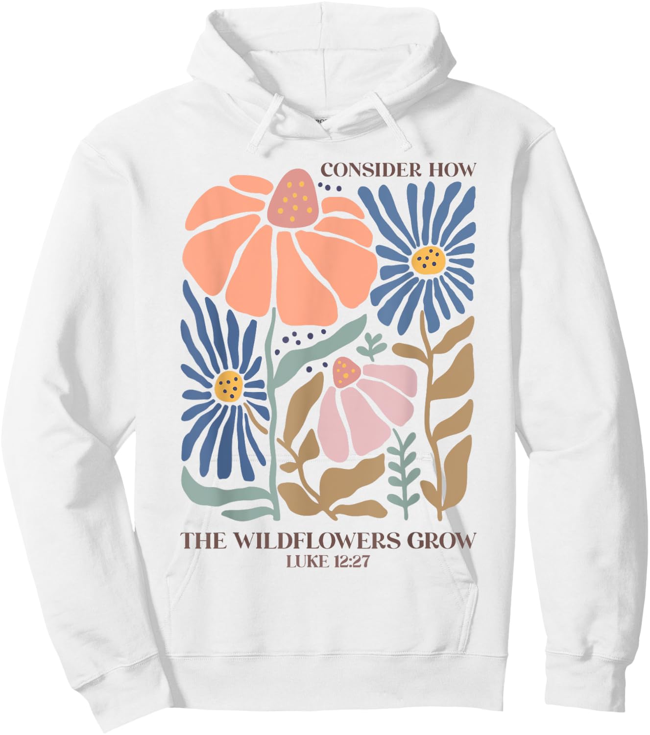 Boho Wildflower Bible Verse Inspirational Floral Women Teens Hoodie - Hoodie | White