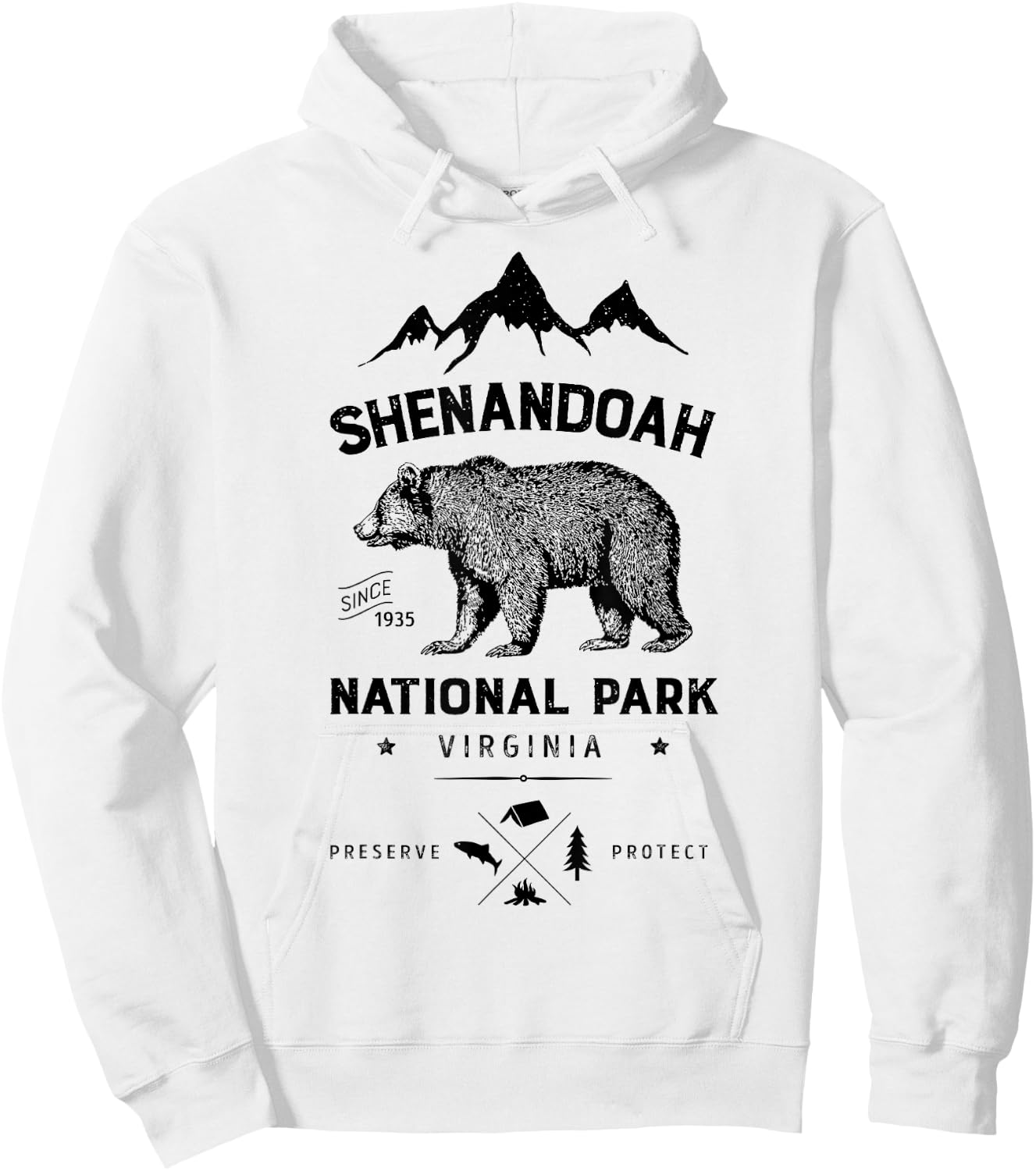 Shenandoah National Park T Shirt Bear Virginia Vintage Gifts Hoodie - Hoodie | White