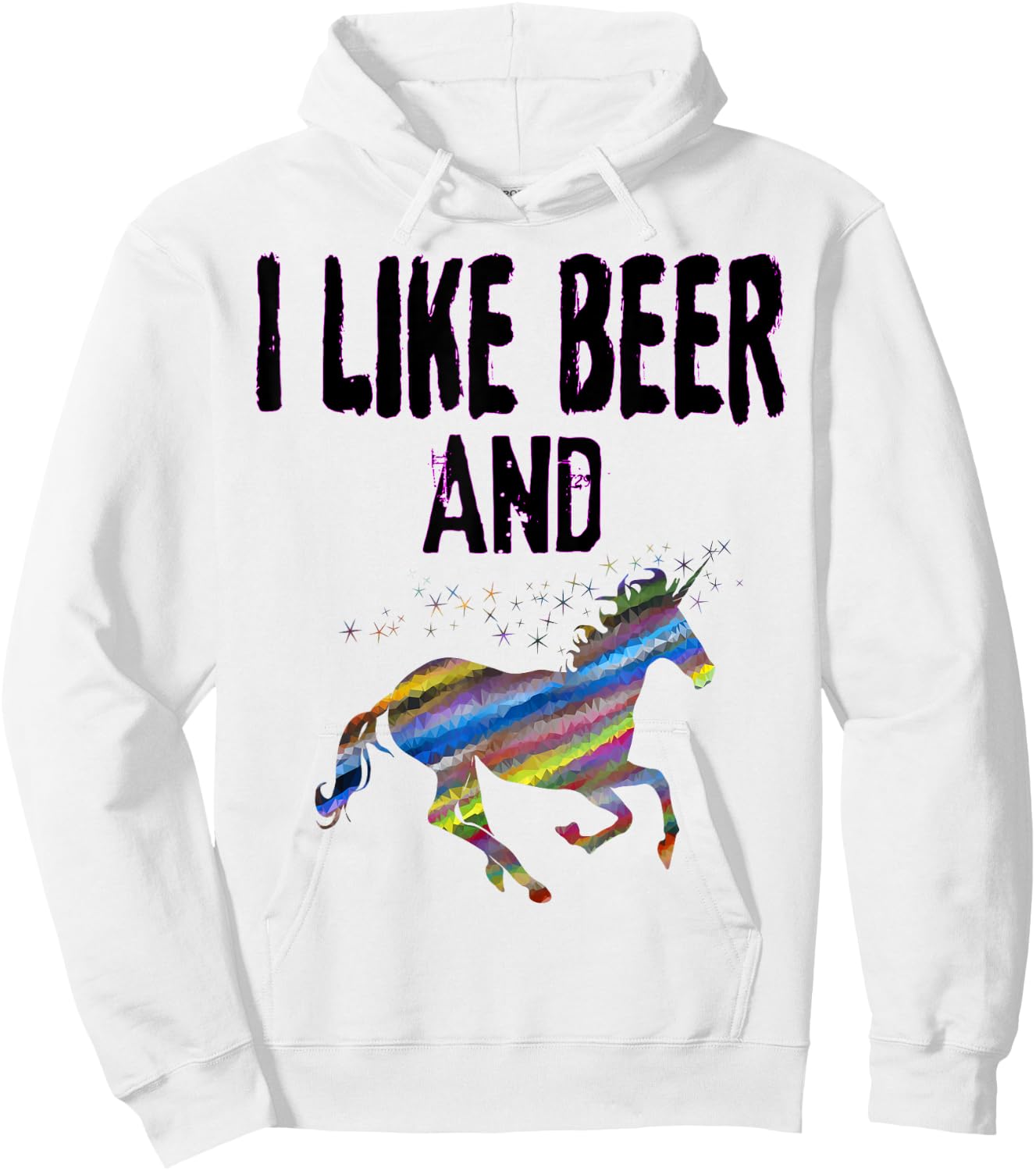 Funny I Like Beer And Unicorns design Adult Unicorn Gift Hoodie - Hoodie | White