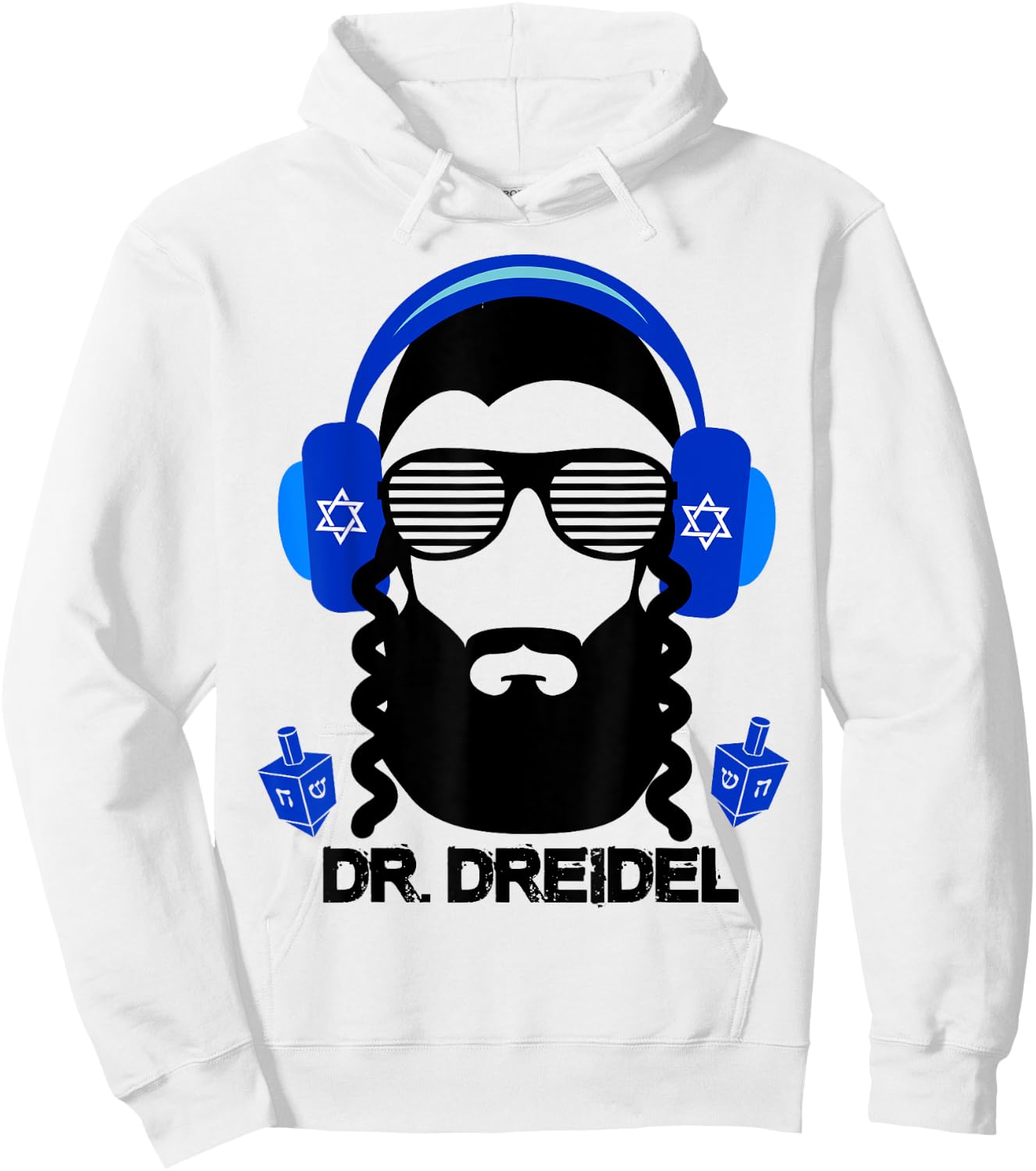 Funny Hanukkah Hebrew Rapper DJ Chanukah Dr. Dreidel Gift Hoodie - Hoodie | White