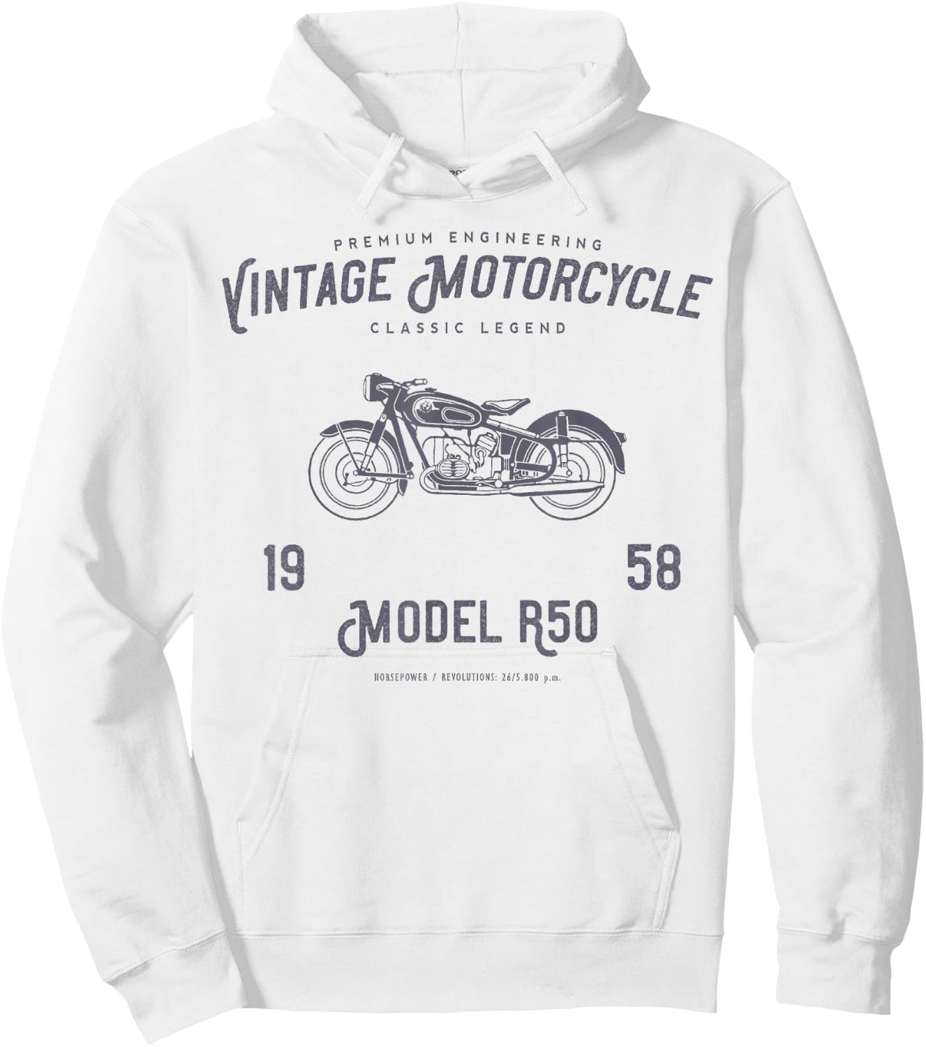 Retro Motorcycle T Shirt, Original Vintage Design Hoodie - Hoodie | White