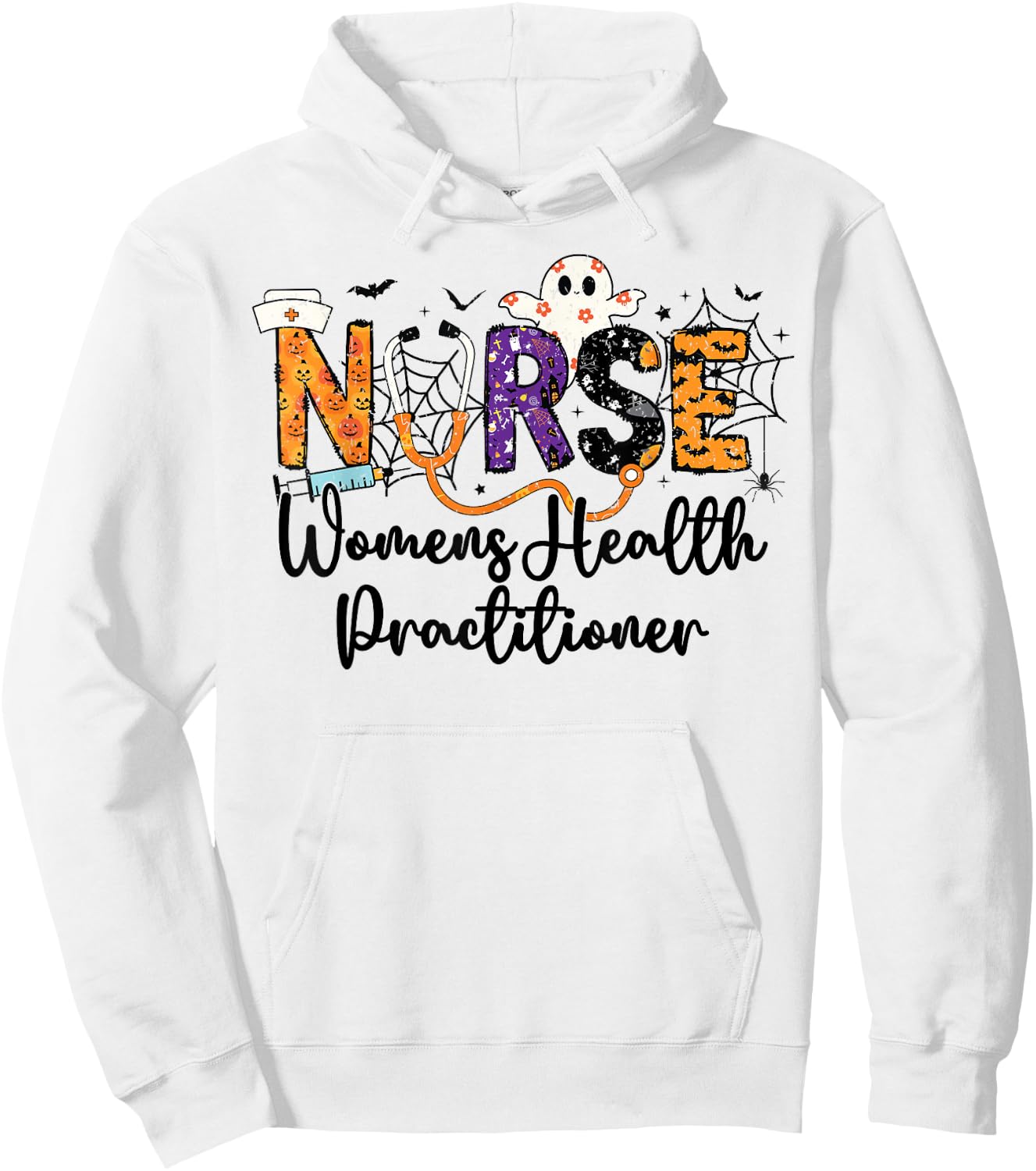 Women Health Practitioner Nurse WHNP Ghost Halloween Nursing Hoodie - Hoodie | White