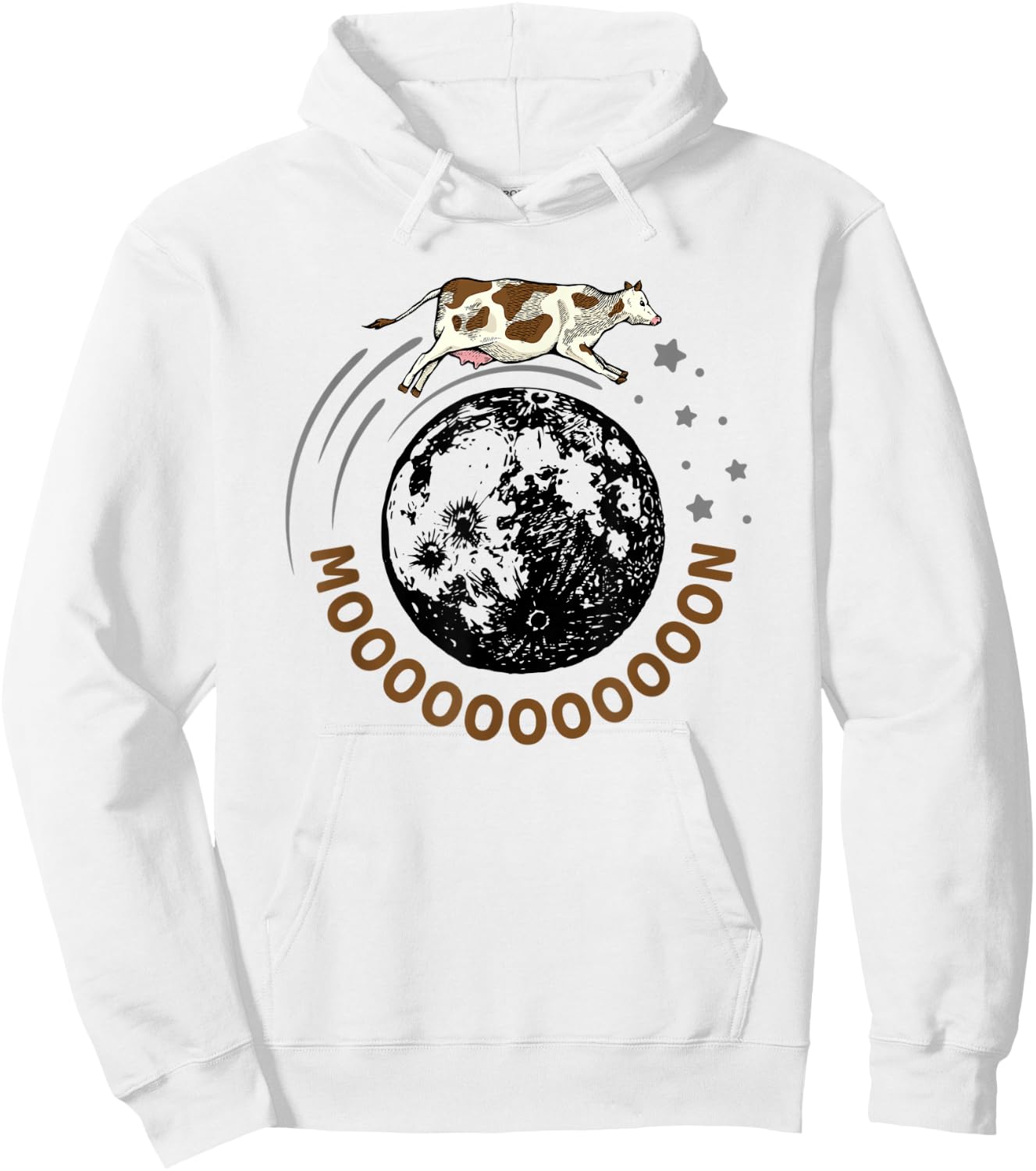 Cow Jumps Over Moon, Astronomy Moon Moo Pun Hoodie - Hoodie | White