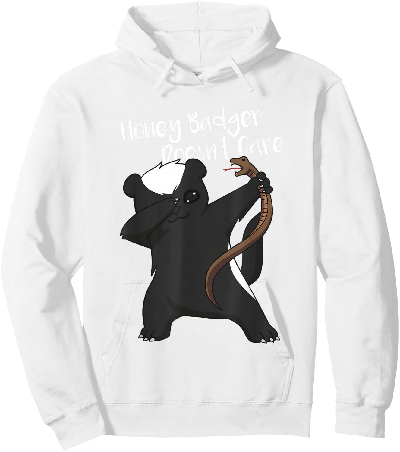 Honey Badger Doesn't Care Funny Animal Dabbing T Shirt Hoodie - Hoodie | White