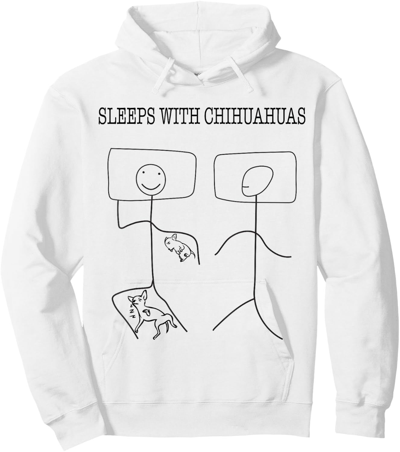 SLEEPS WITH CHIHUAHUAS - Stick Figure Chi Lovers Gift Hoodie - Hoodie | White