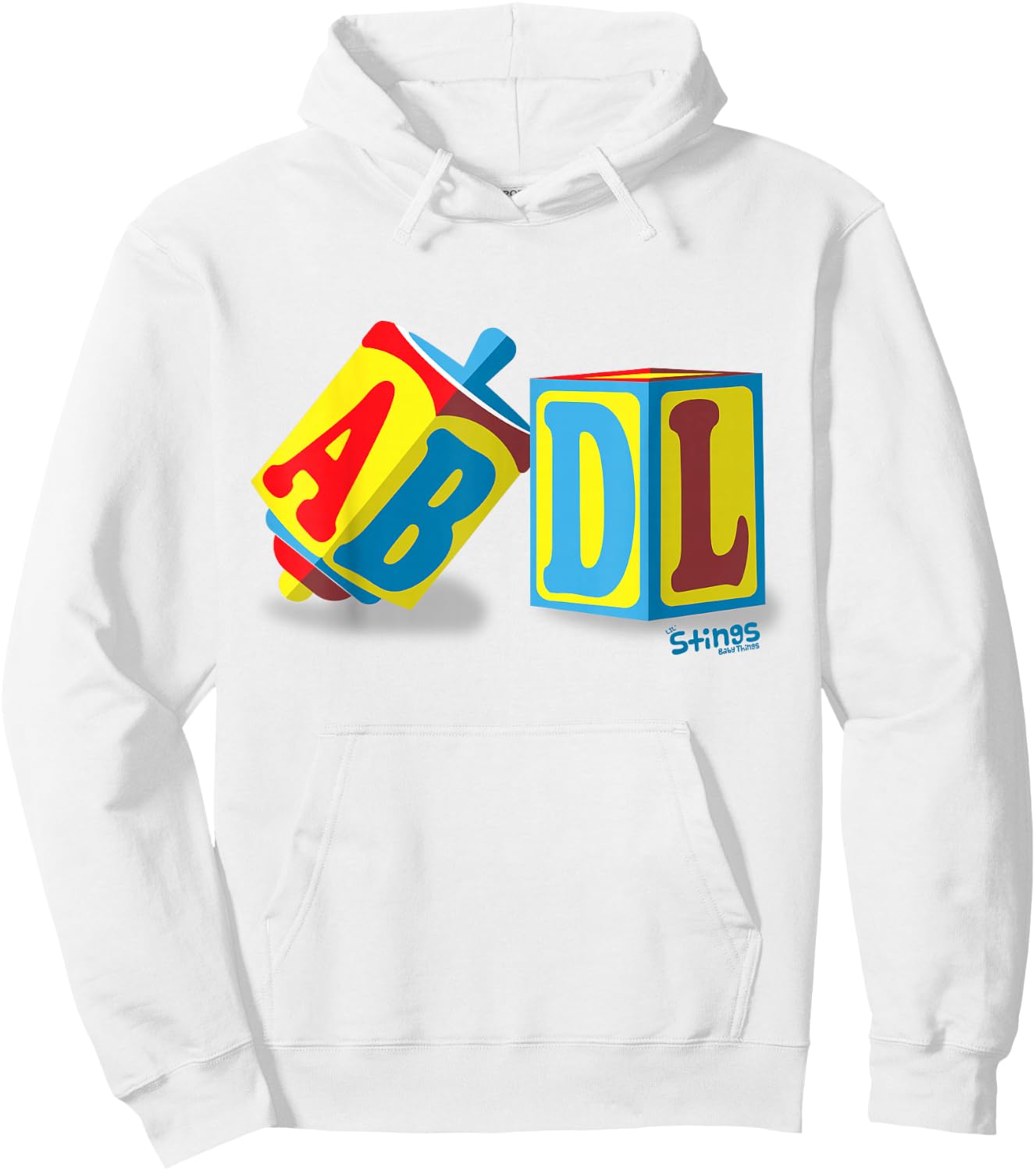 ABDL Adult Baby Blocks All Over - Lil' Stings Hoodie - Hoodie | White
