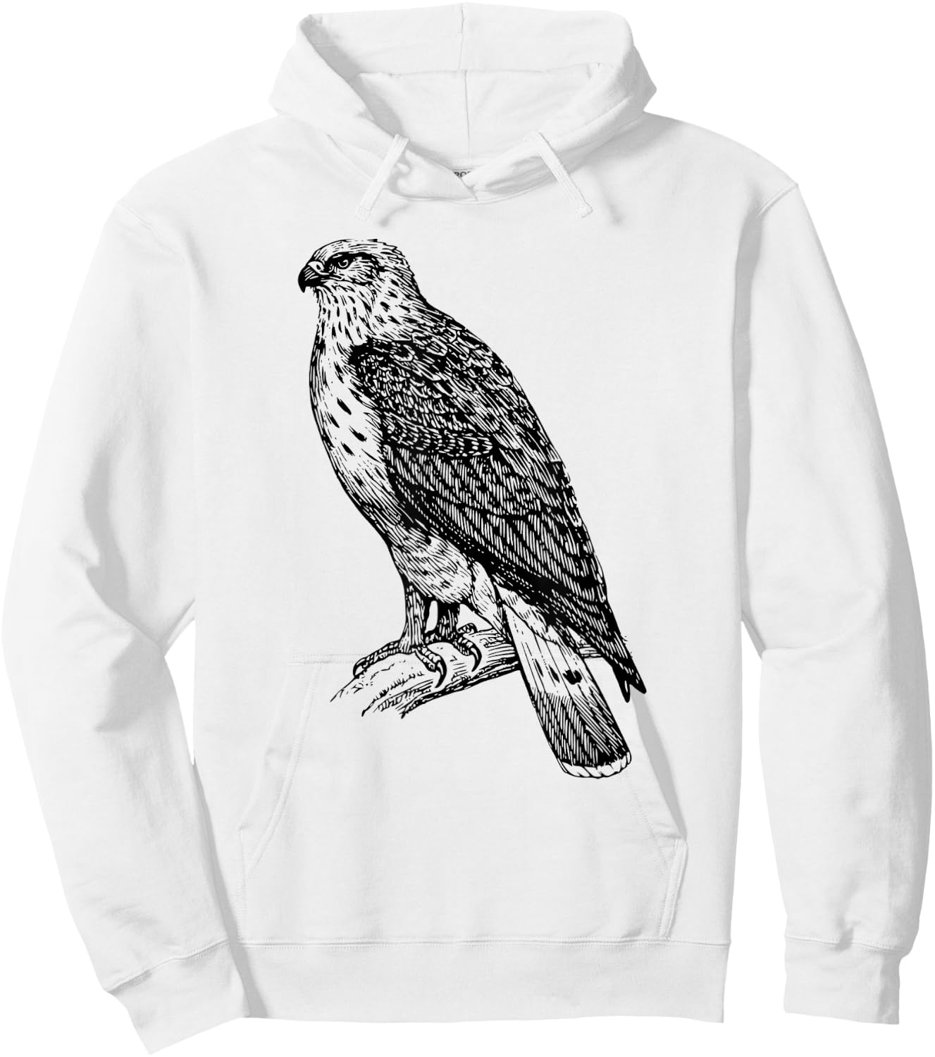 Hawk Ornithology Shirt Black Line Drawing Hoodie - Hoodie | White