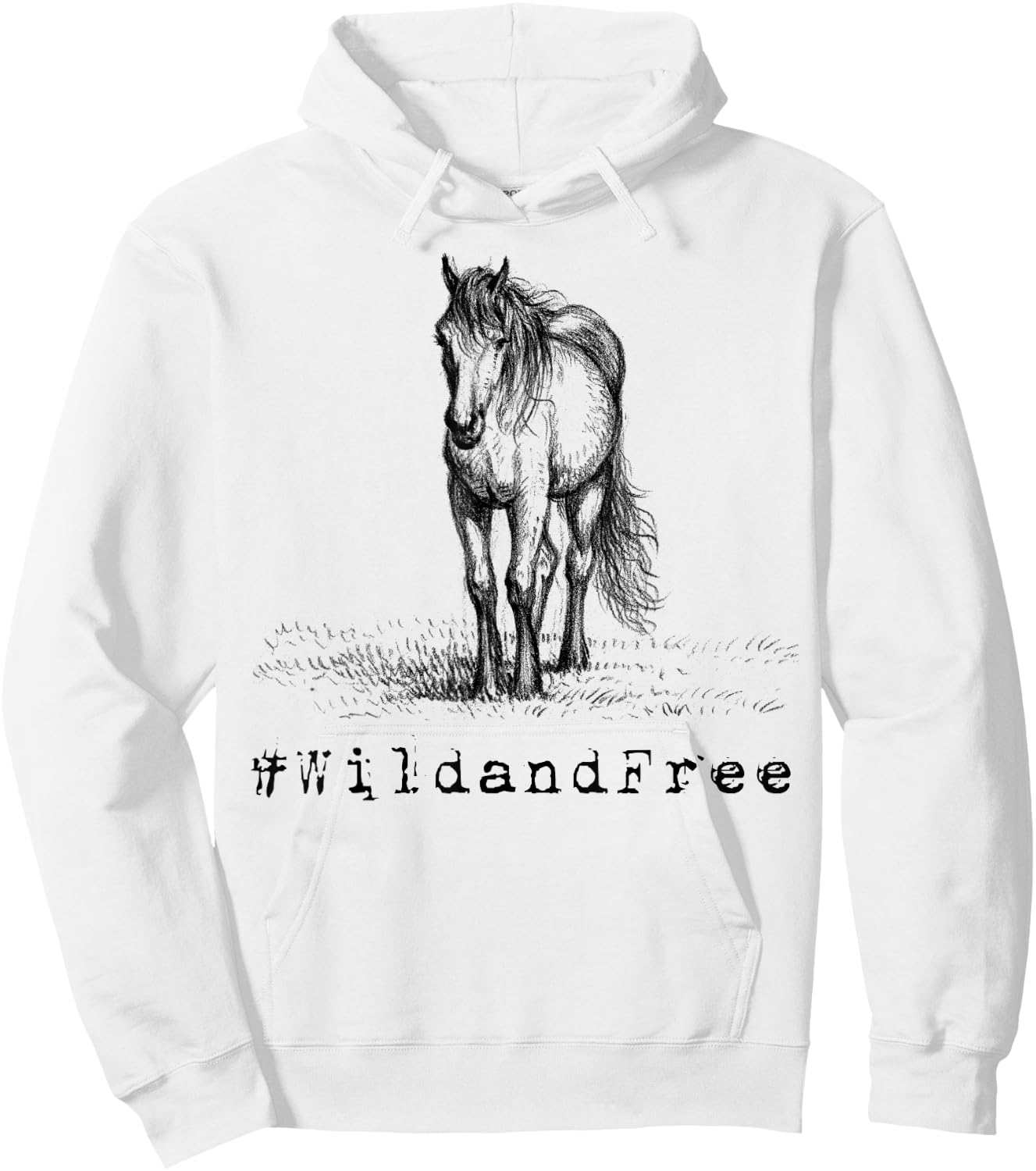 #WildandFree Wild and Free Horse Shirt Hoodie - Hoodie | White