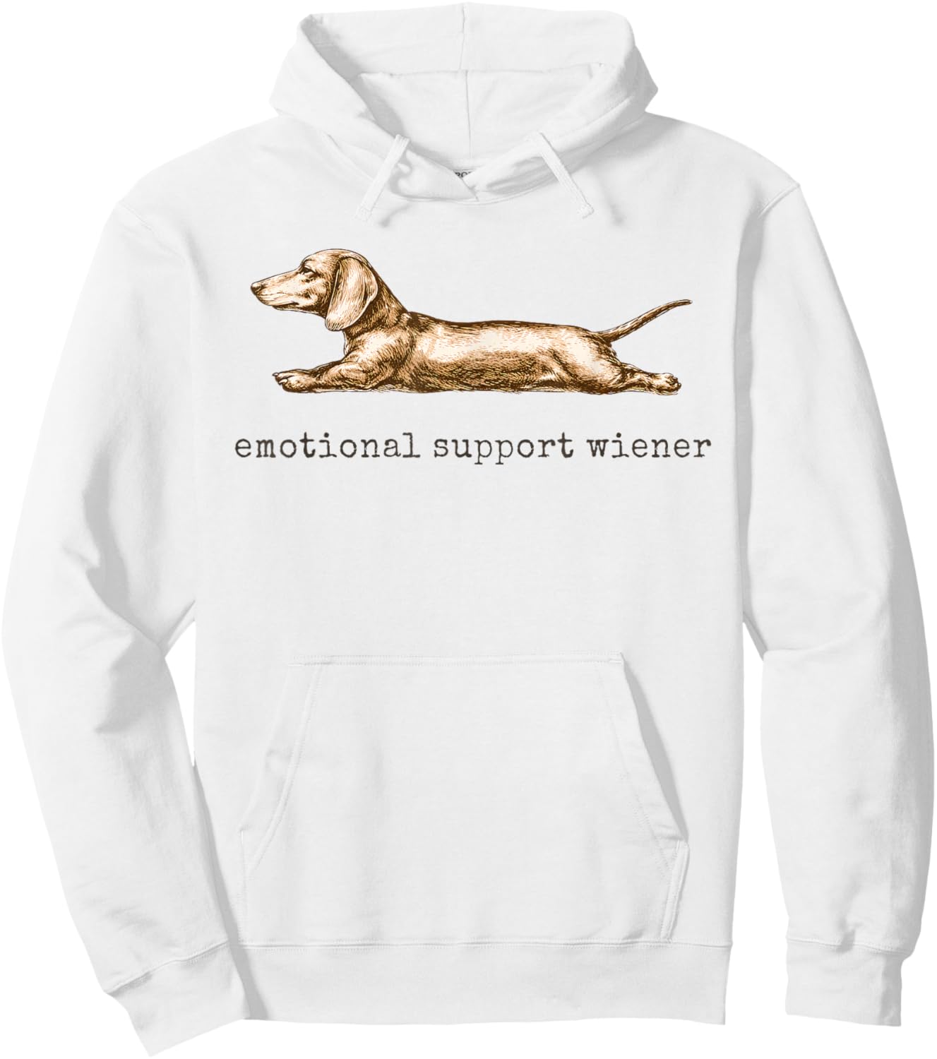 Emotional Support Wiener Funny Dachshund Dog Owner Hoodie - Hoodie | White