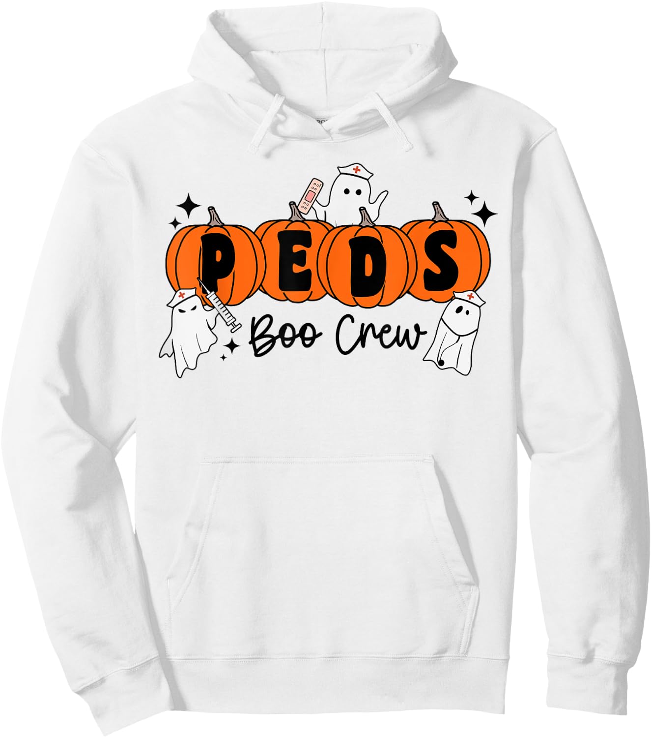 Peds Boo Crew Pumpkin Ghost Pediatric Nurse Halloween Hoodie - Hoodie | White
