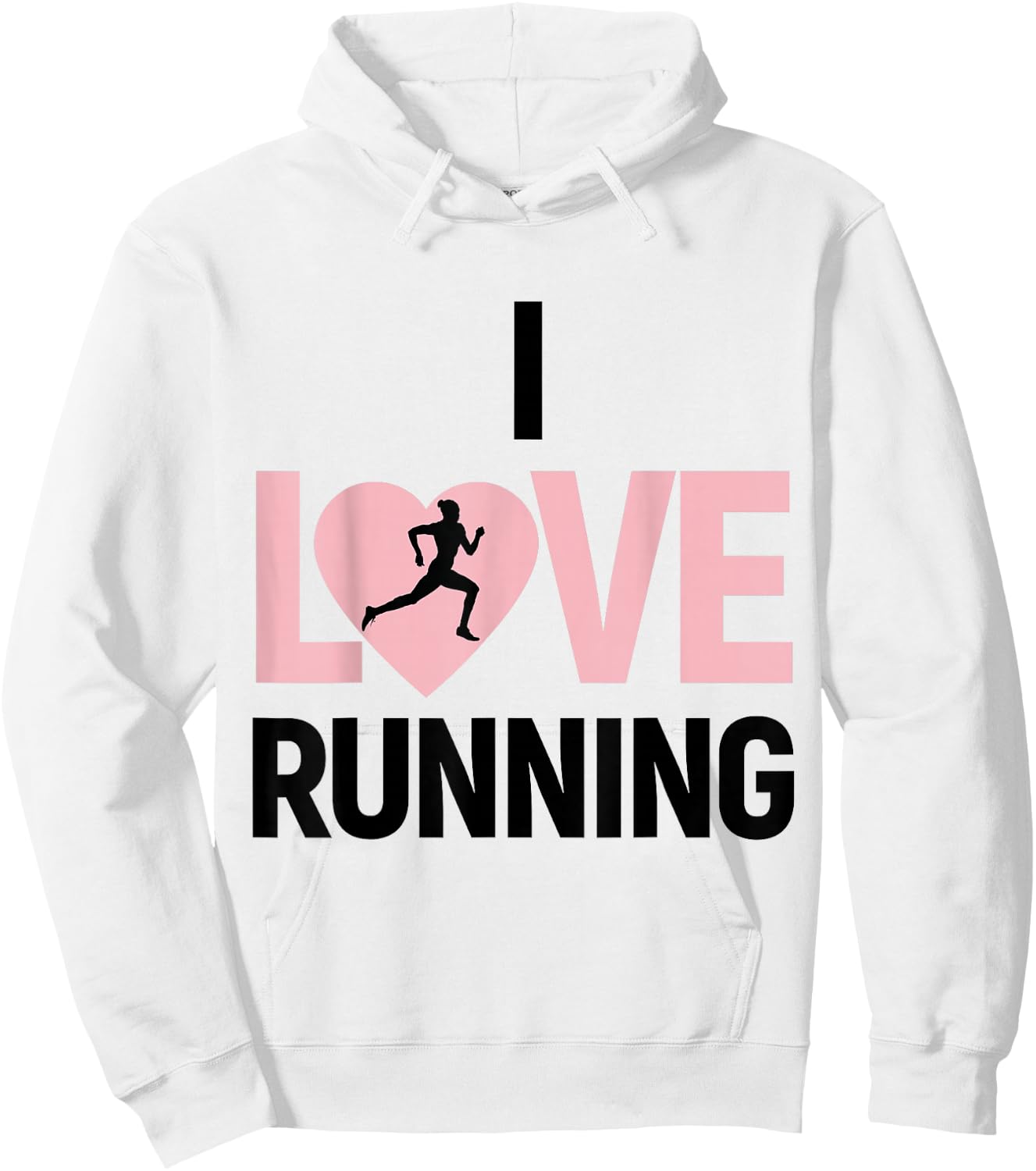 Valentines Day Running Shirt - (Pink Heart) I Love Running Hoodie - Hoodie | White