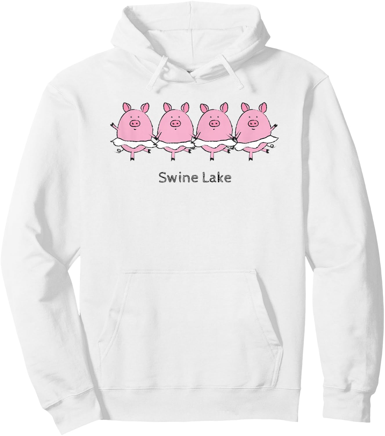 [Swine Lake] Swan Lake Funny Ballet Pig Hoodie - Hoodie | White