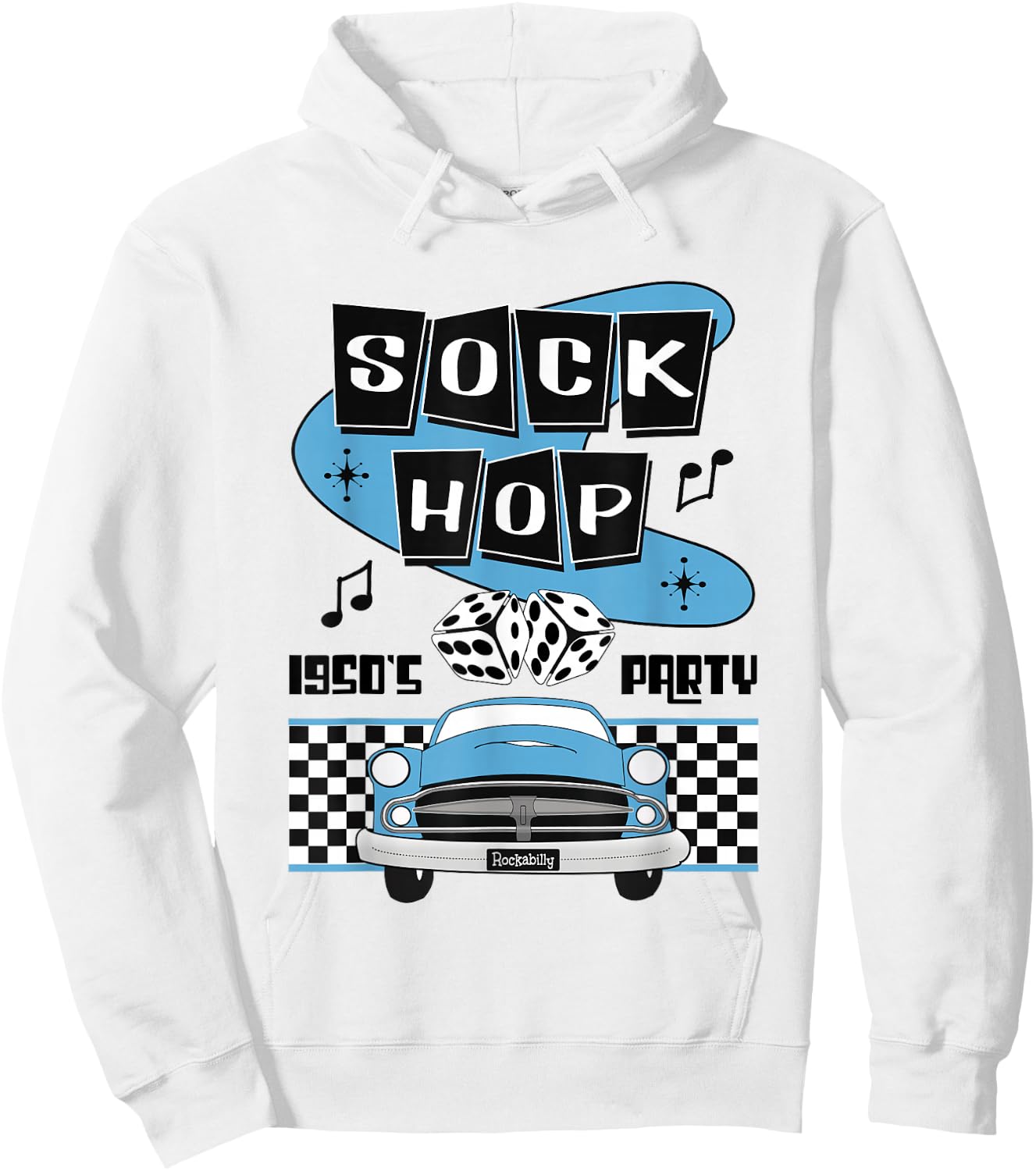 50s Sock Hop Dance Rock N Roll Shirt Rockabilly Classic Car Hoodie - Hoodie | White