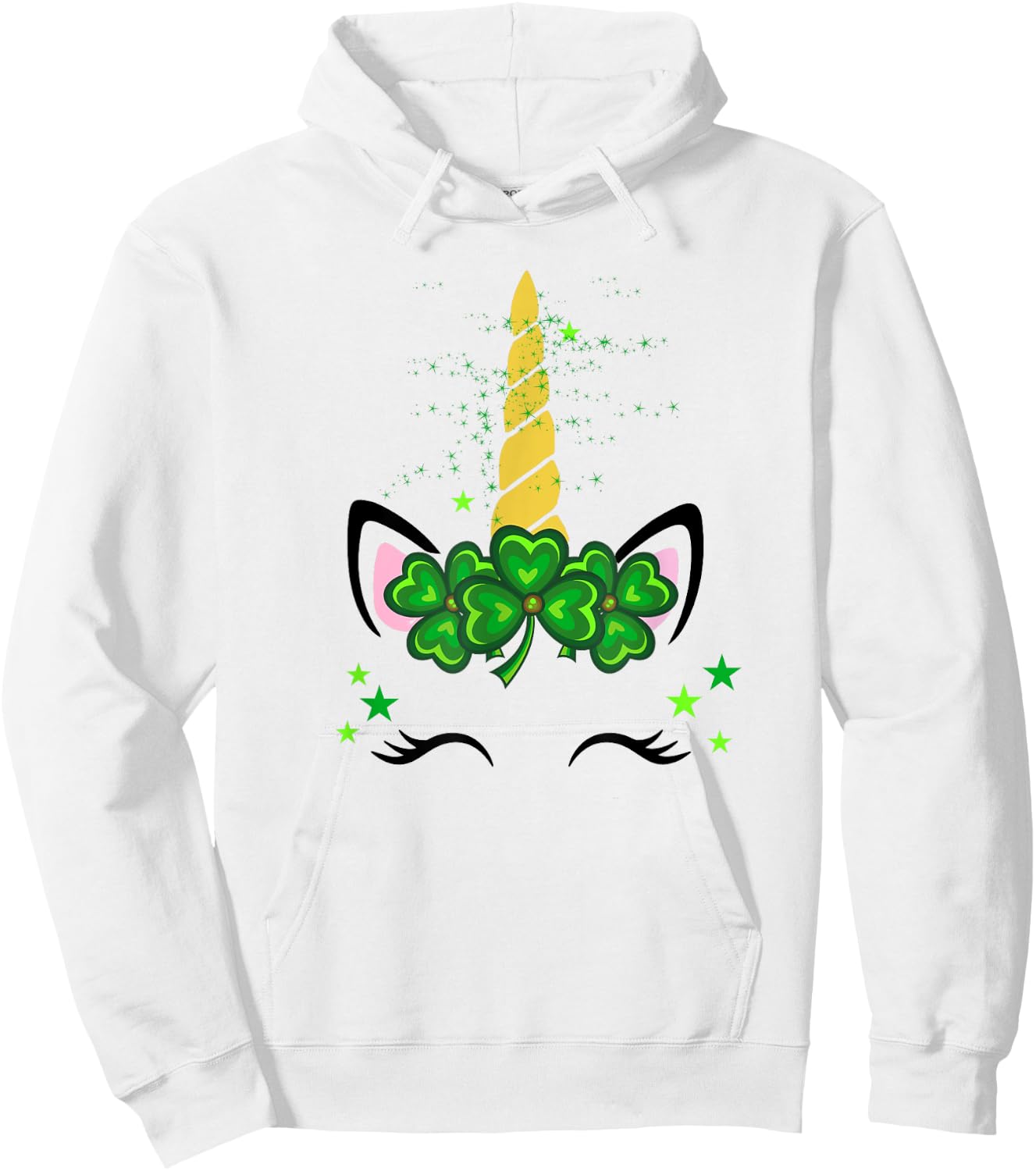 St. Patrick's Day Irish Unicorn face Men Women kids Hoodie - Hoodie | White