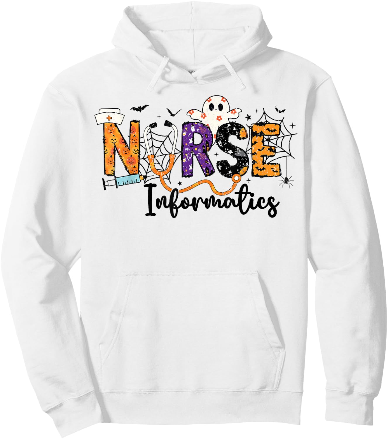 Informatics Nurse IN Ghost Halloween Nursing IN Nurses Women Hoodie - Hoodie | White
