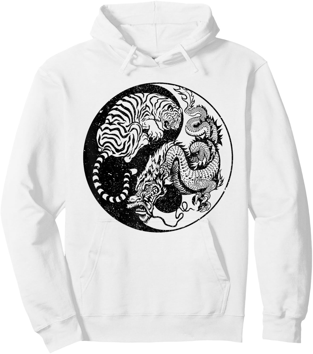 Dragon Vs Tiger Tattoo! Yin and Yang Beast Fight Hoodie - Hoodie | White