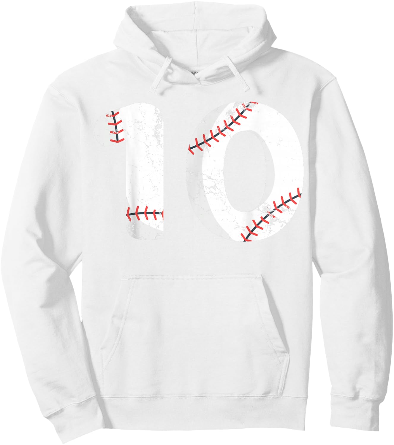 Number #10 BASEBALL Vintage Distressed Team Shirt Hoodie - Hoodie | White