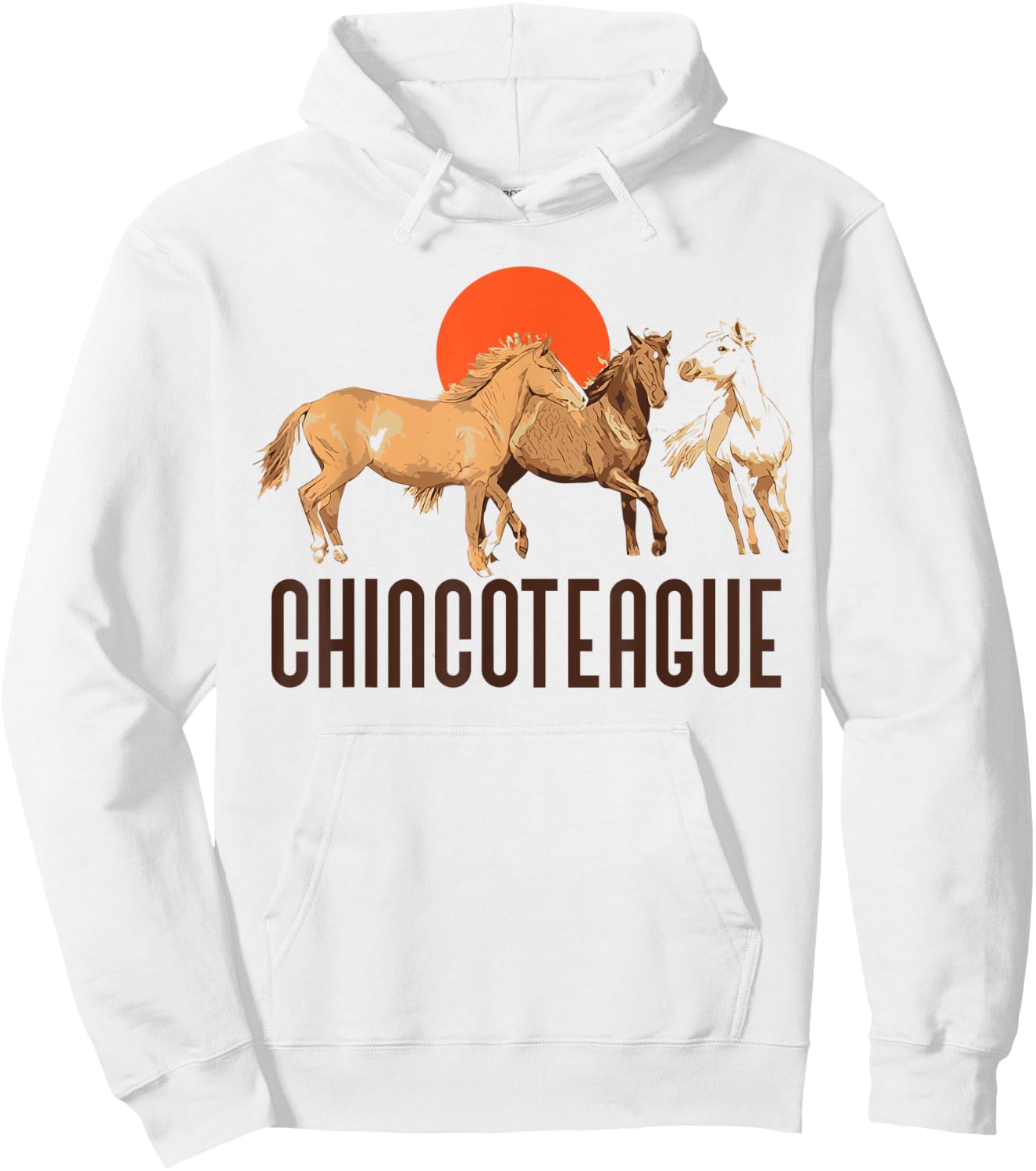 Retro Chincoteague Island Wild Pony Horse 80s Graphic Hoodie - Hoodie | White