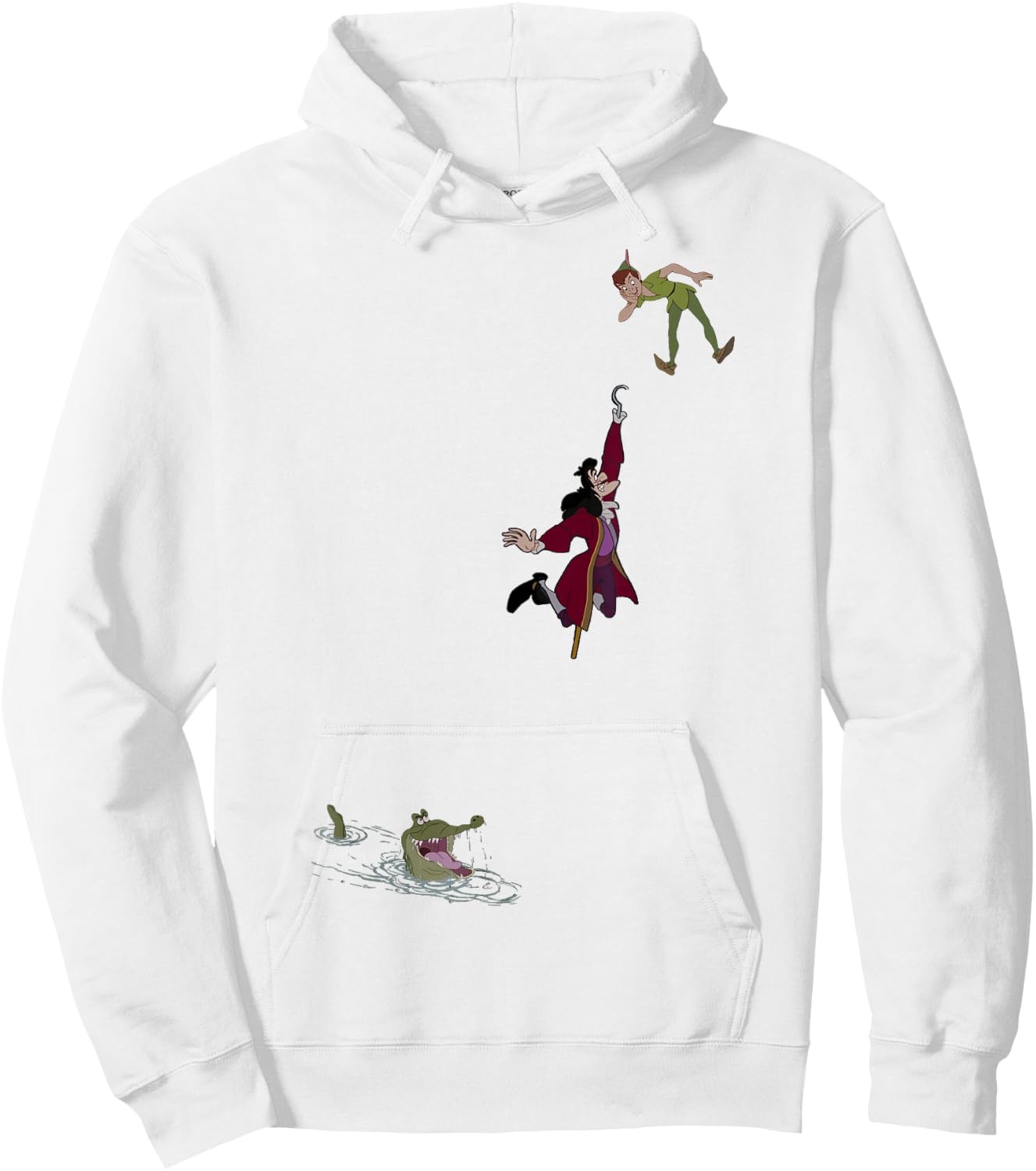 Disney Peter Pan Hook Falling to The Alligator Small Hoodie - Hoodie | White