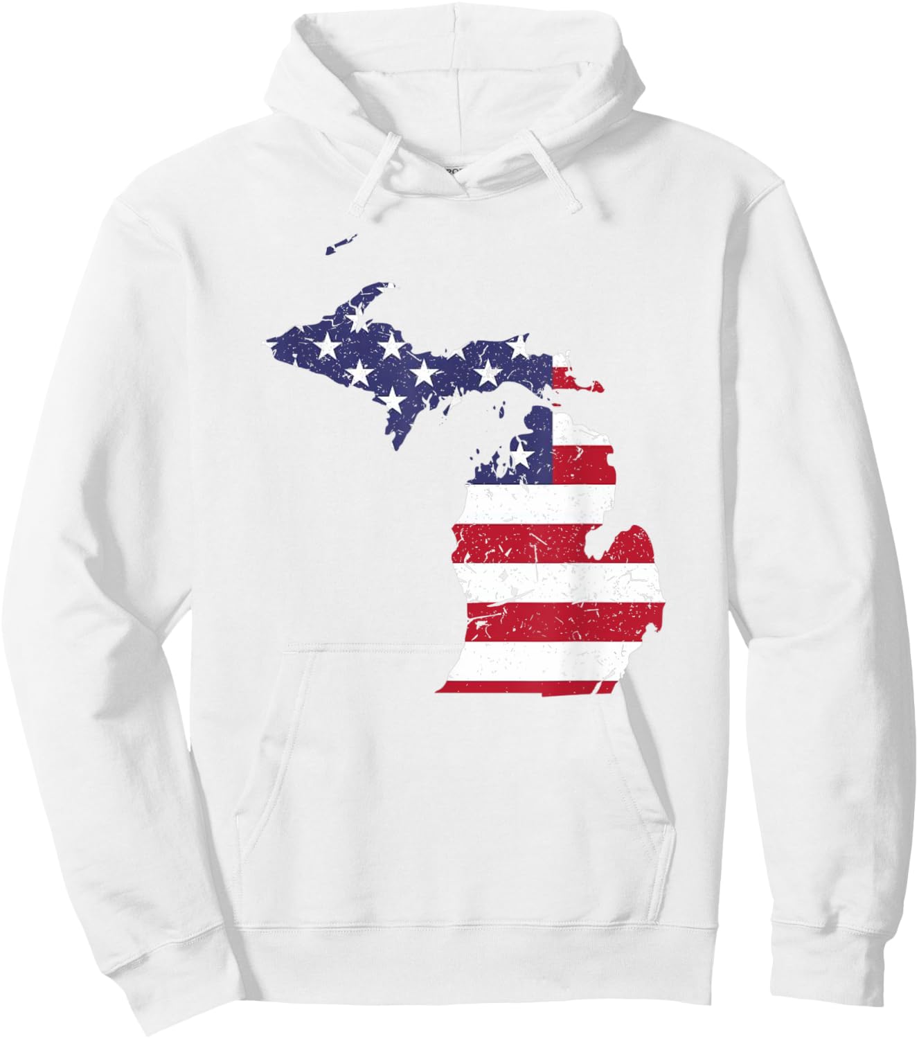 Michigan Map State American Flag Shirt 4th Of July Pride Kids Men Hoodie - Hoodie | White