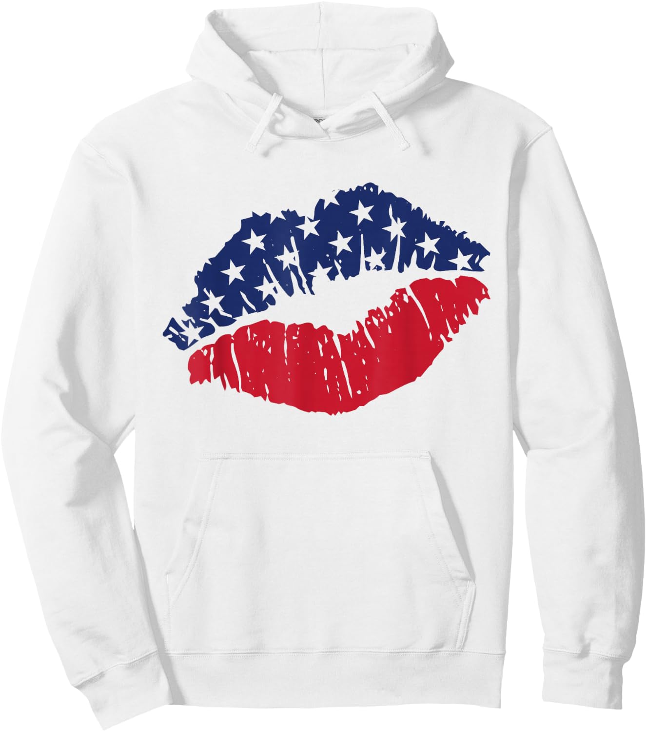 4th of July USA Flag Kiss Lips Patriotic Hoodie - Hoodie | White