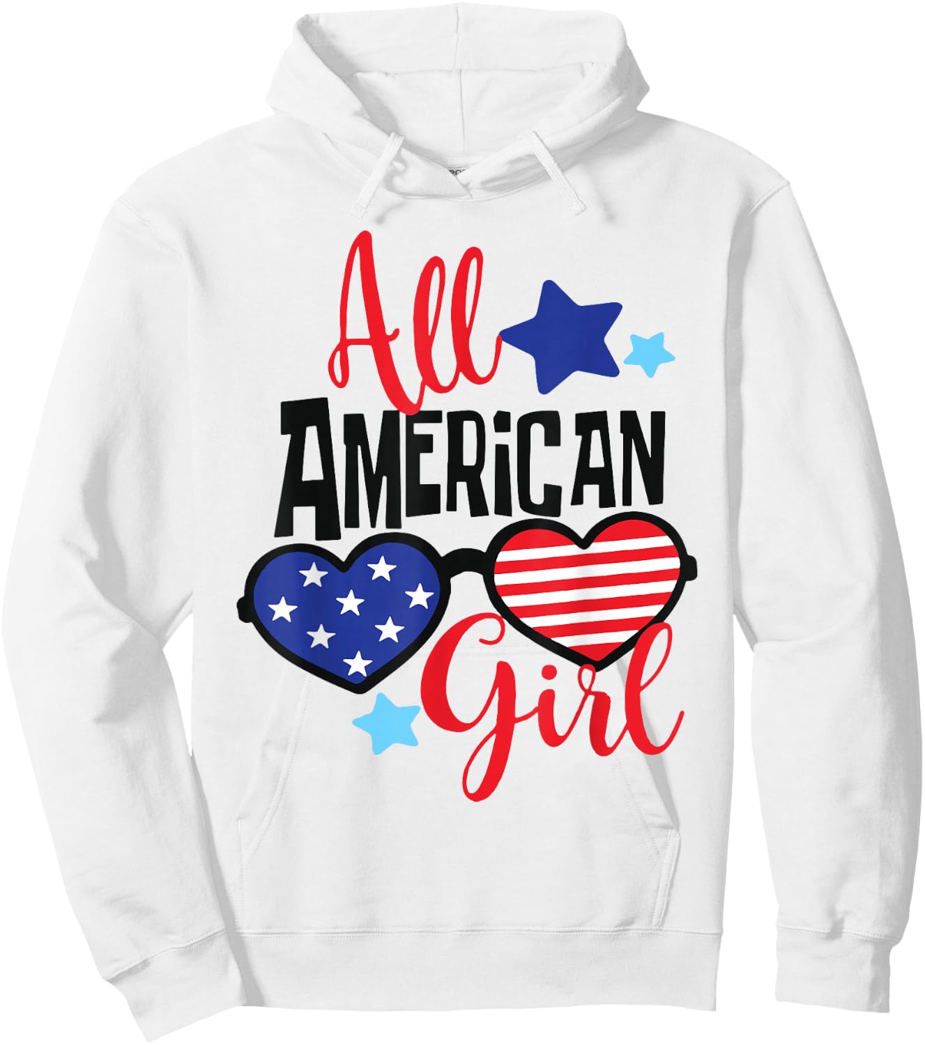 All American Girl Cute 4th July Teen Toddler Flag Patriotic Hoodie - Hoodie | White