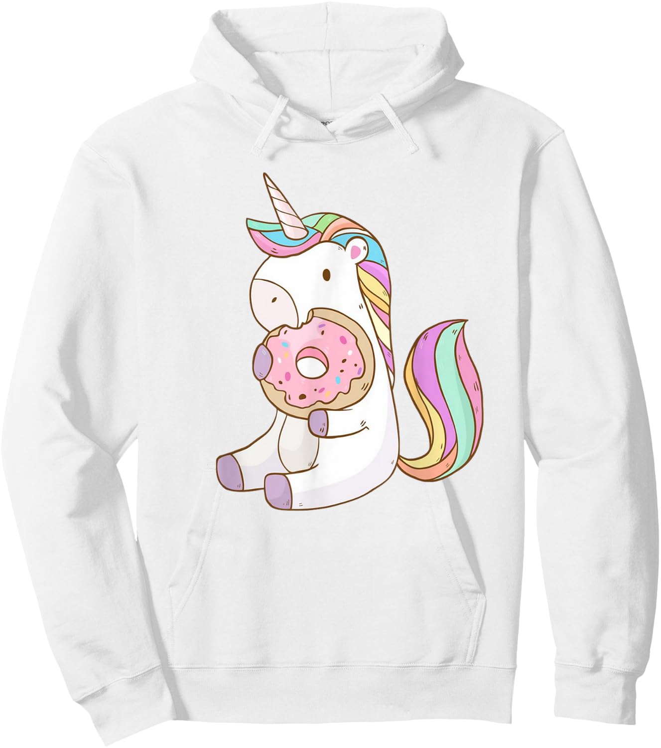 Cute Hungry Unicorn Munching on Yummy Donut Hoodie - Hoodie | White