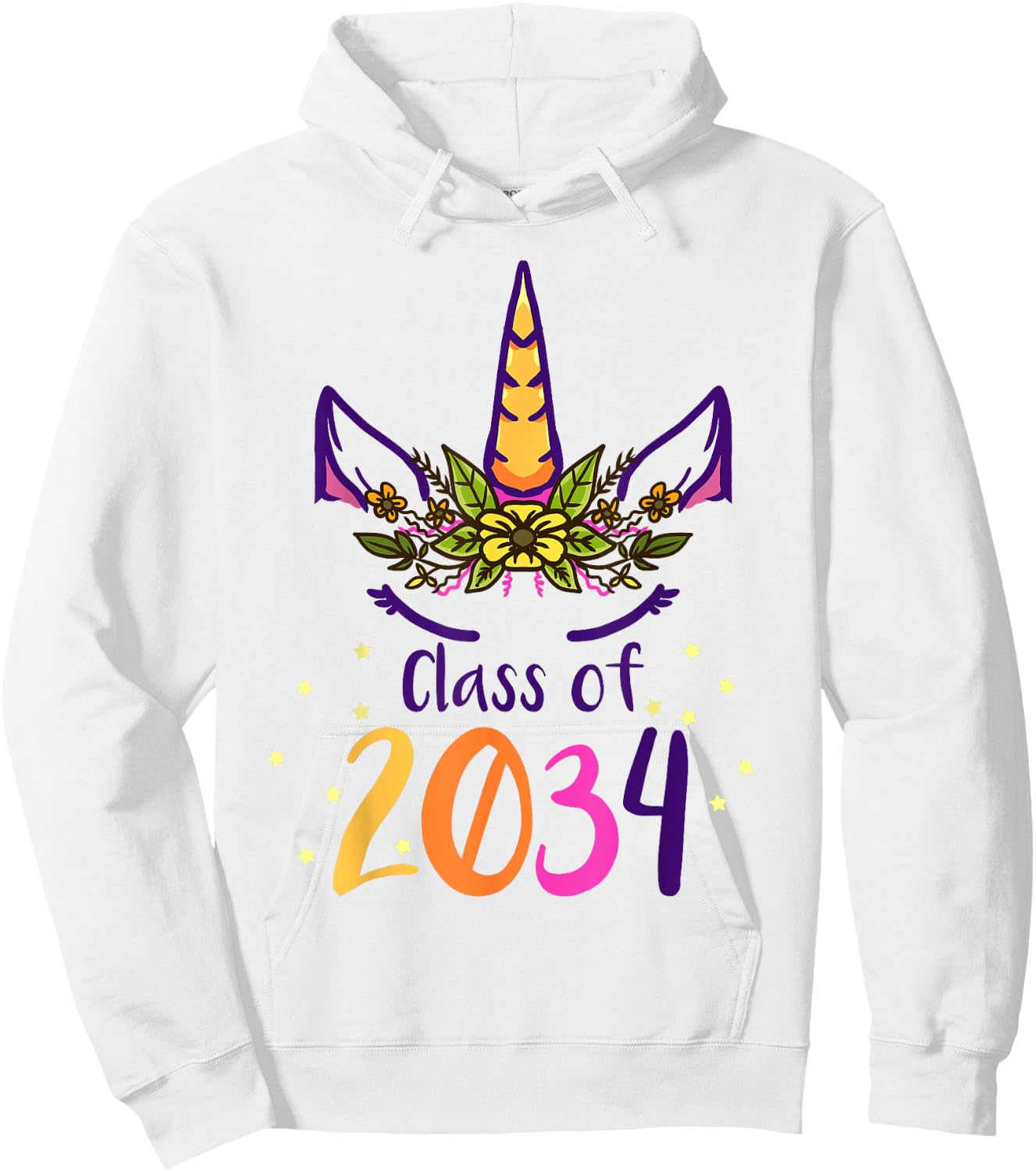 Unicorn Class Of 2034 Grow With Me Kindergarten Girls Gift Hoodie - Hoodie | White