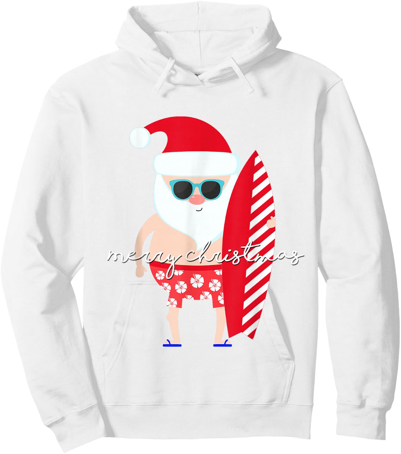 Surfer Santa Surfing Matching Family for Christmas Vacation Hoodie - Hoodie | White